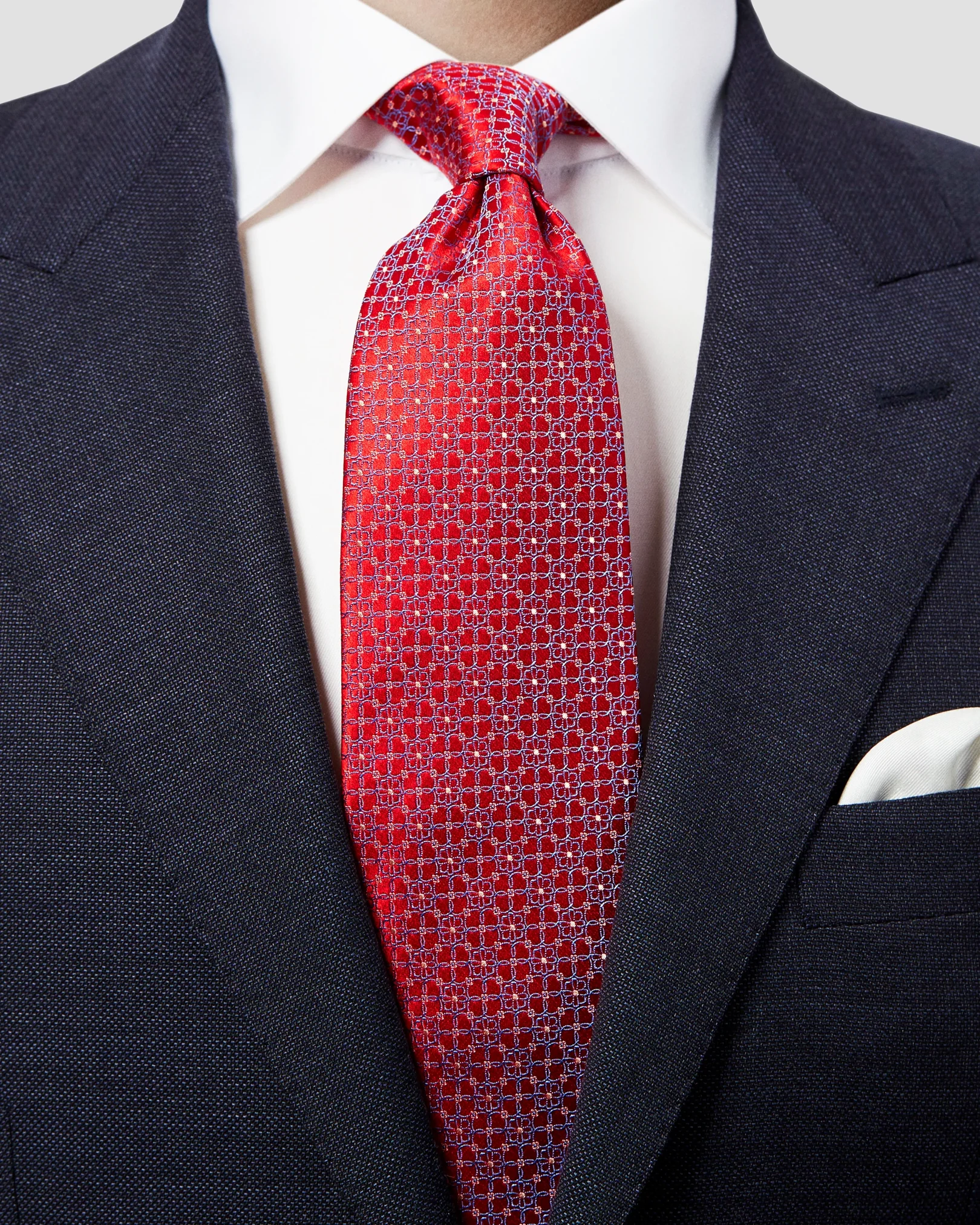 Eton - red floral woven silk tie