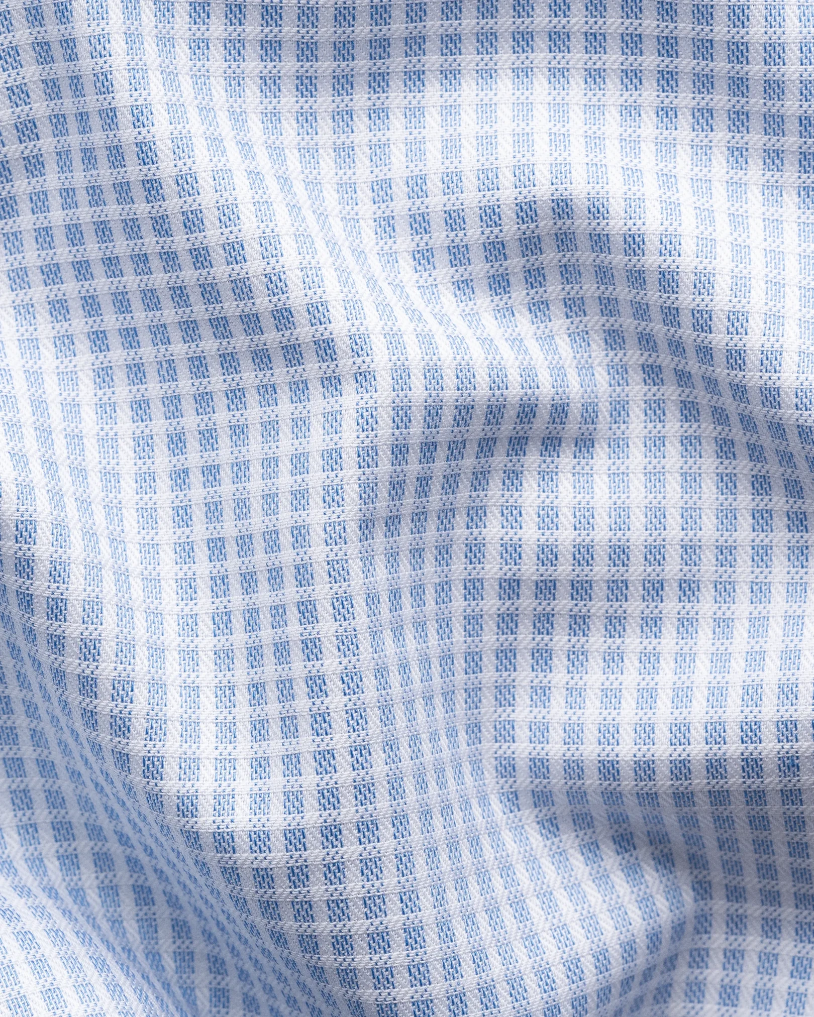 Eton - mid blue check twill shirt