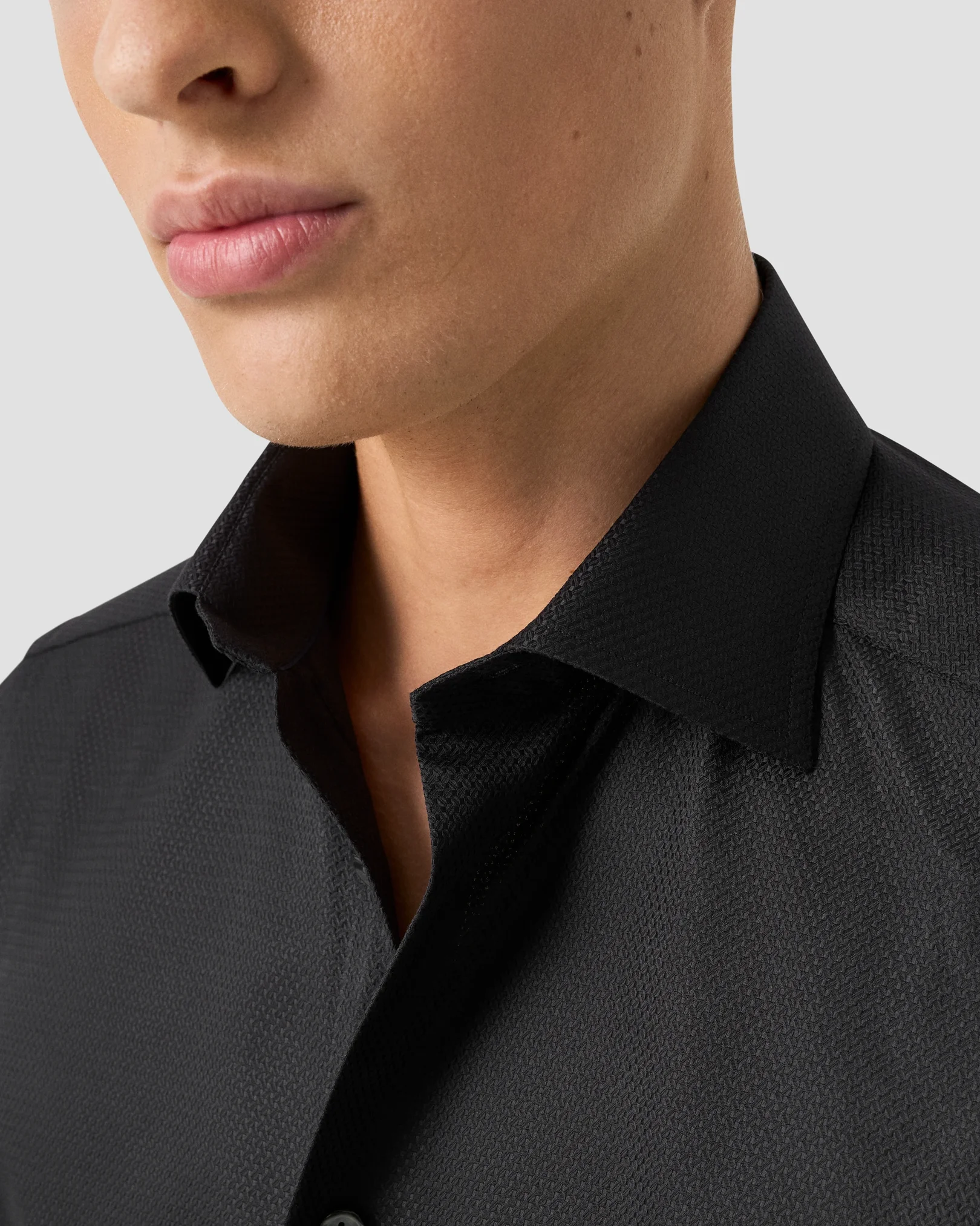 Eton - black semi solid dobby shirt