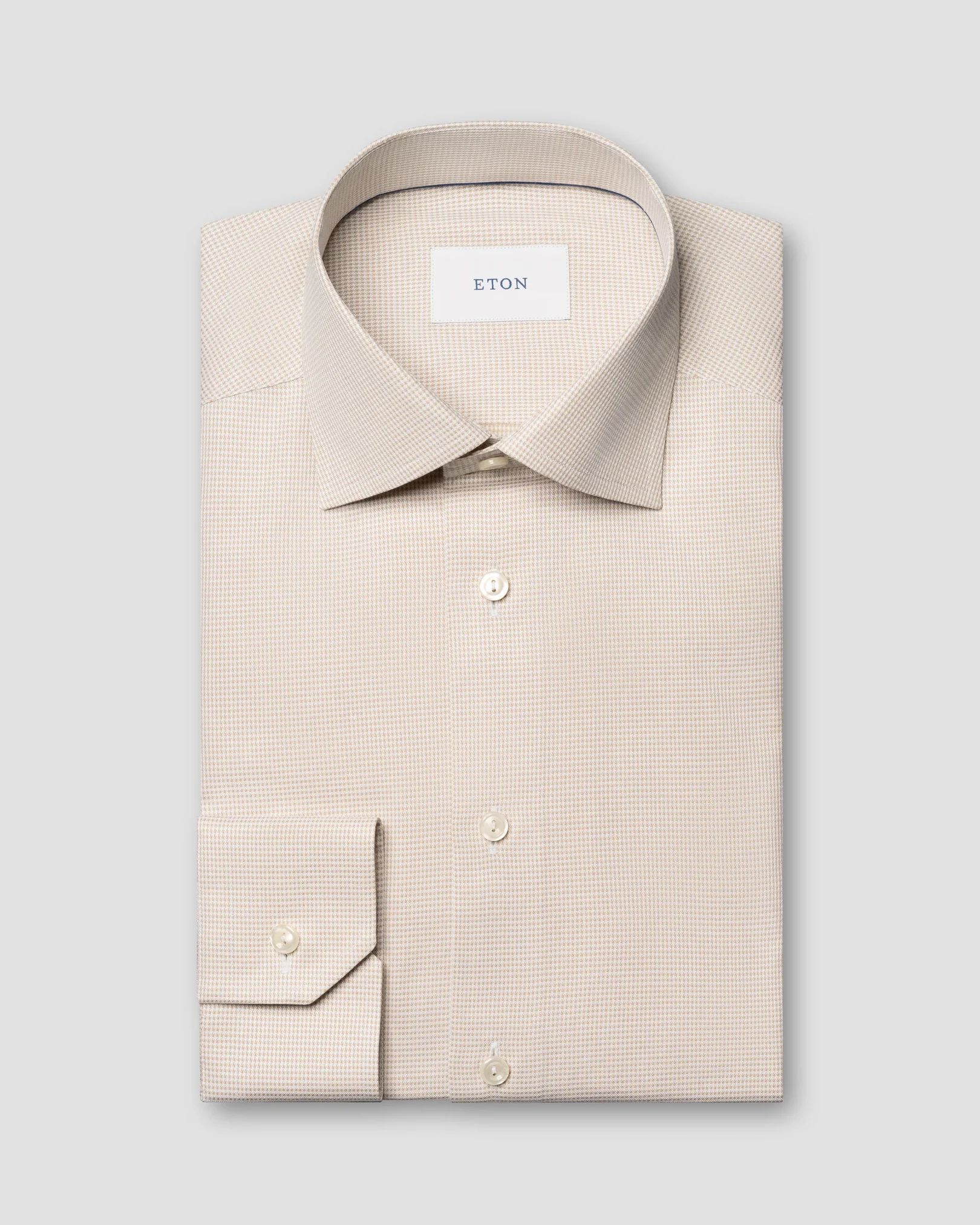 Eton - beige houndstooth signature twill shirt