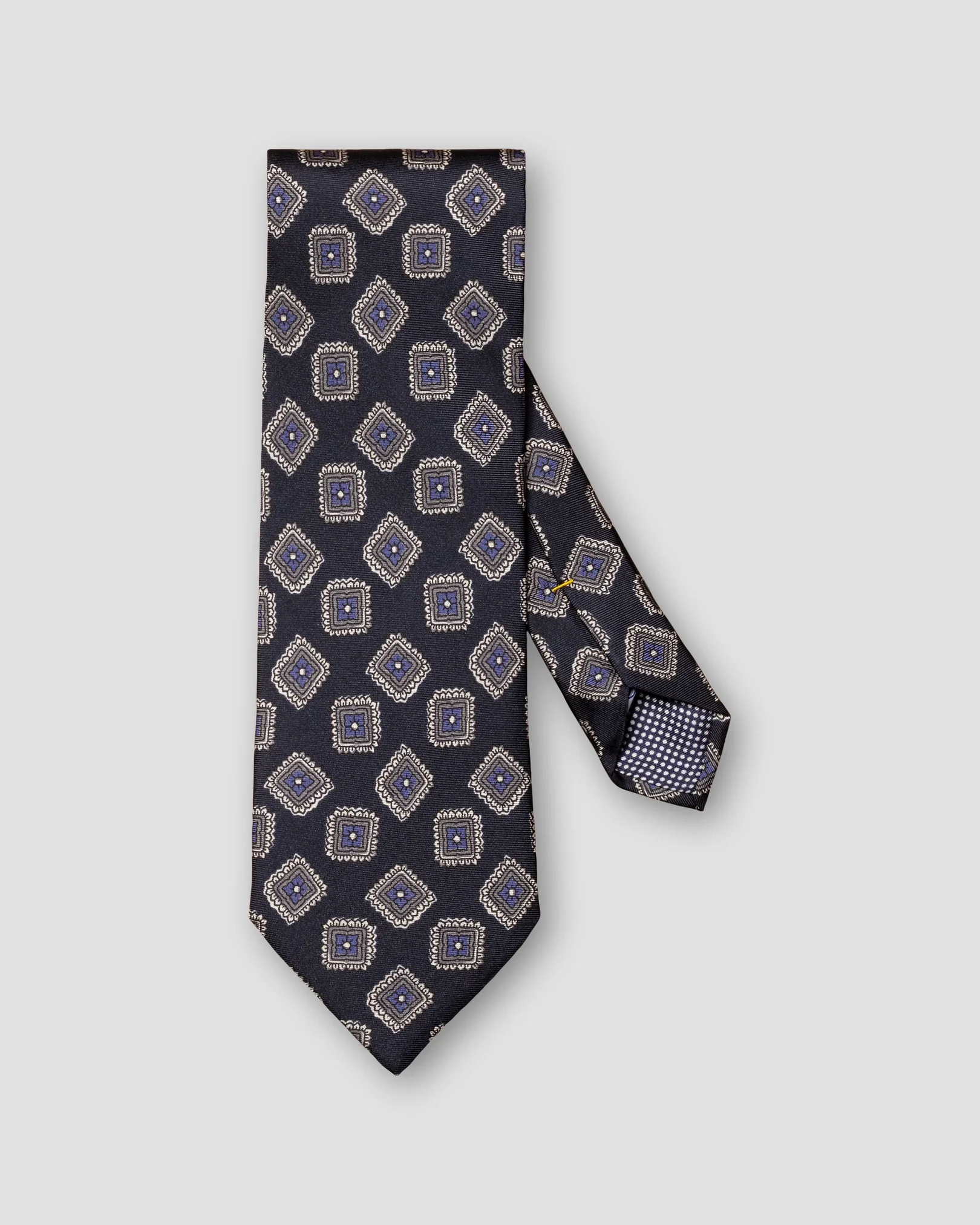 Eton - navy blue silk tie geometric