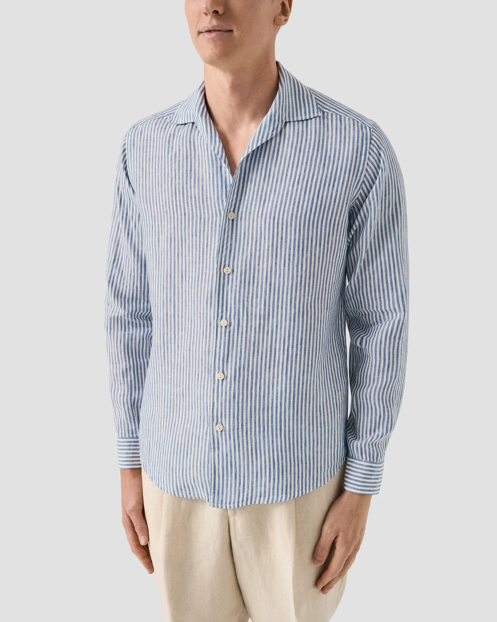 Eton - dark blue striped linen shirt one piece