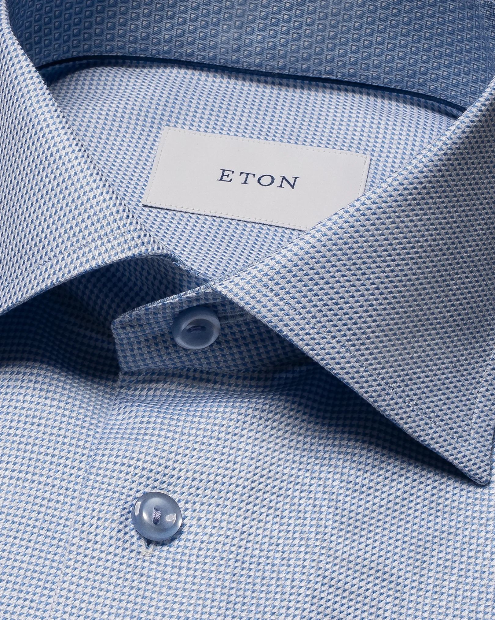 Eton - light blue semi solid twill shirt cut away 268