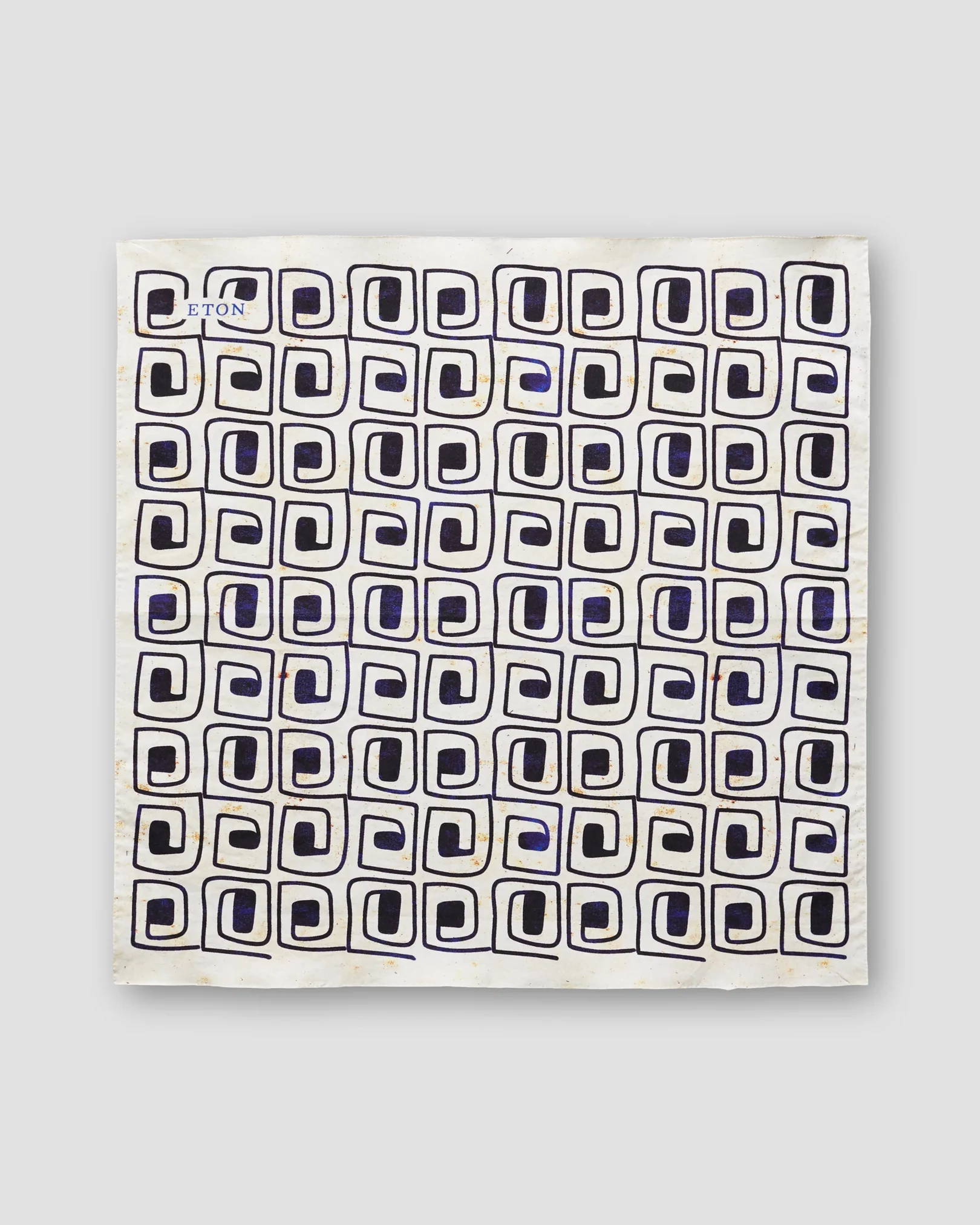 Eton - beige block print pocket square