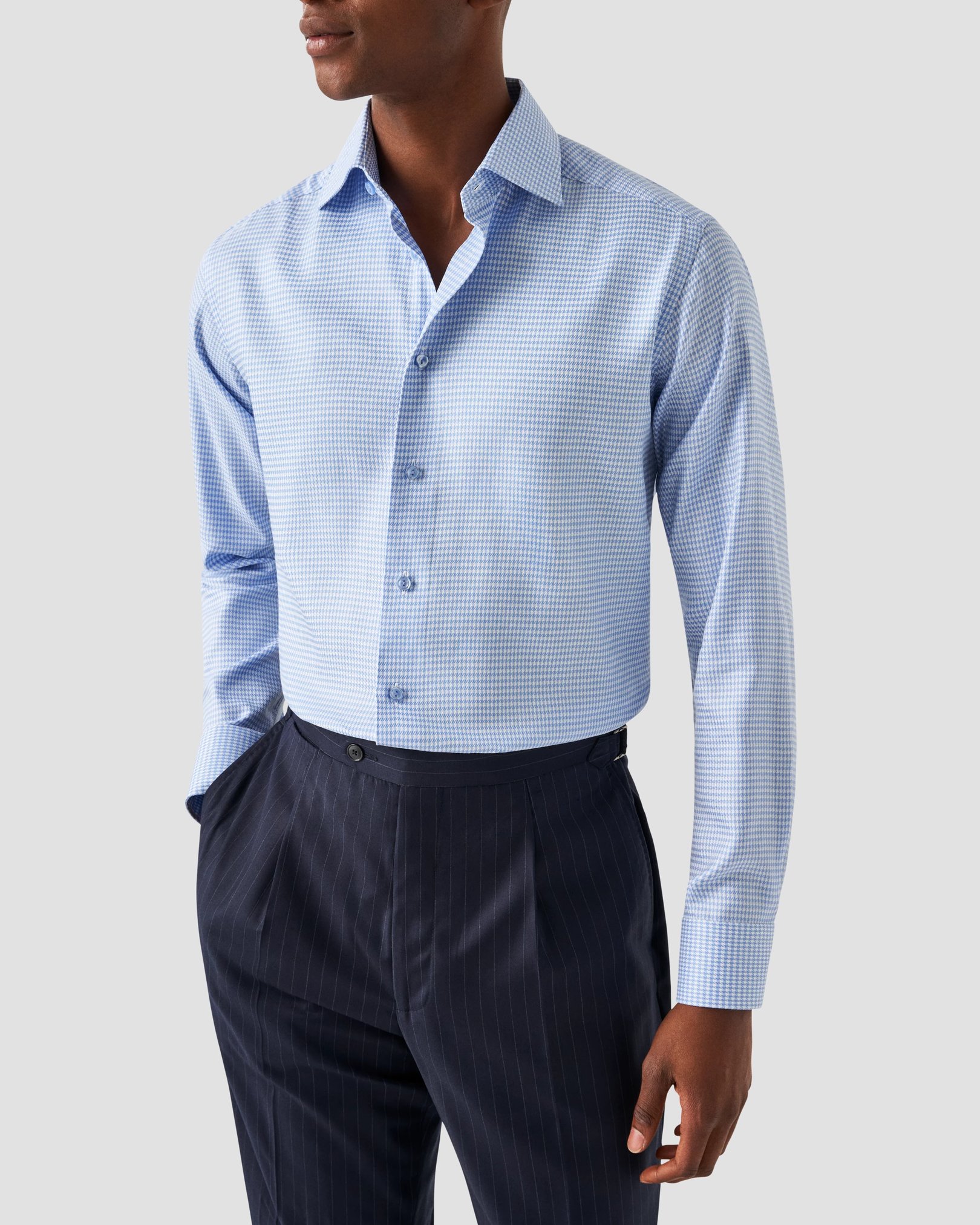 Eton - checked houndstooth signature twill