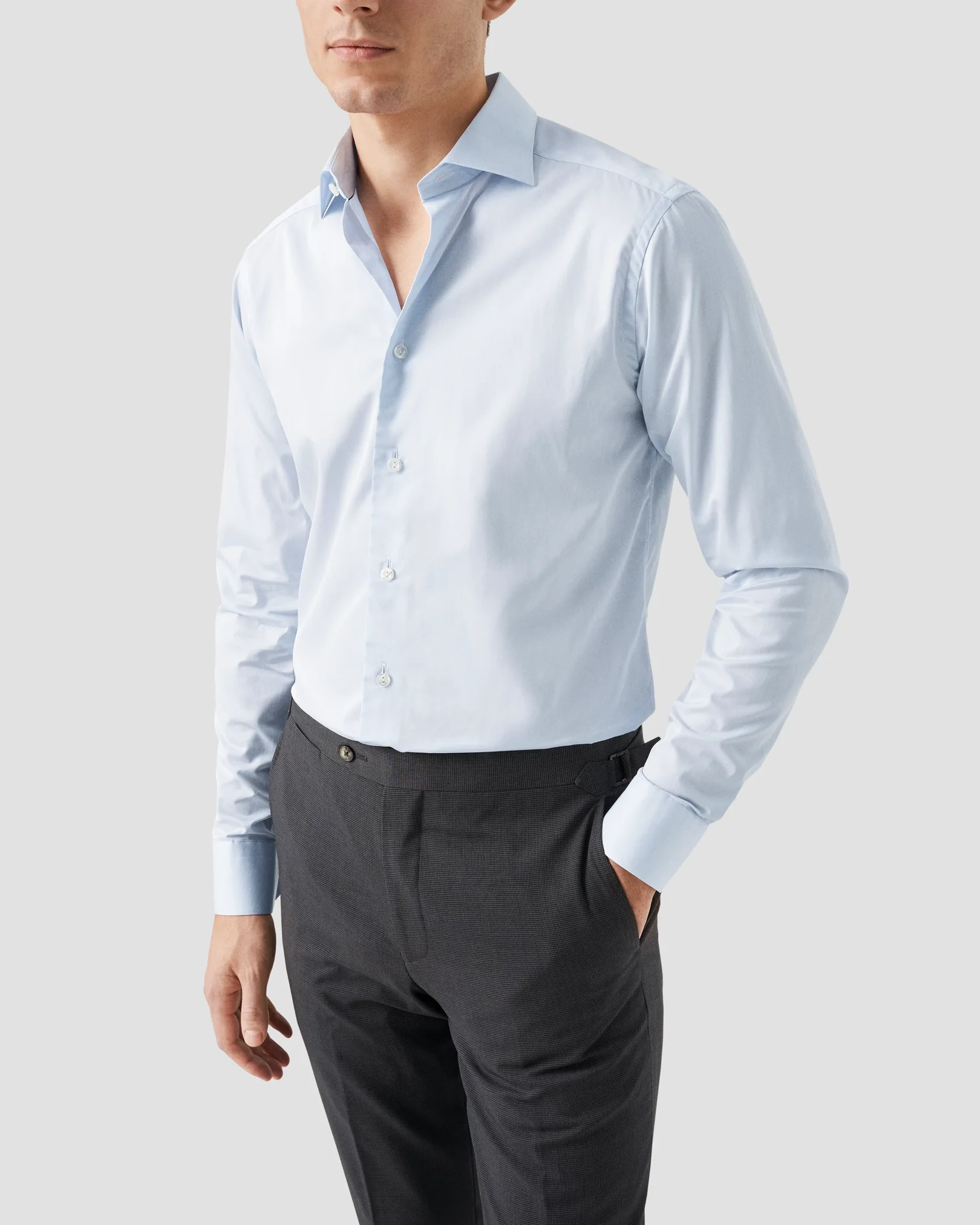 Eton - Chemise en sergé uni surélevé