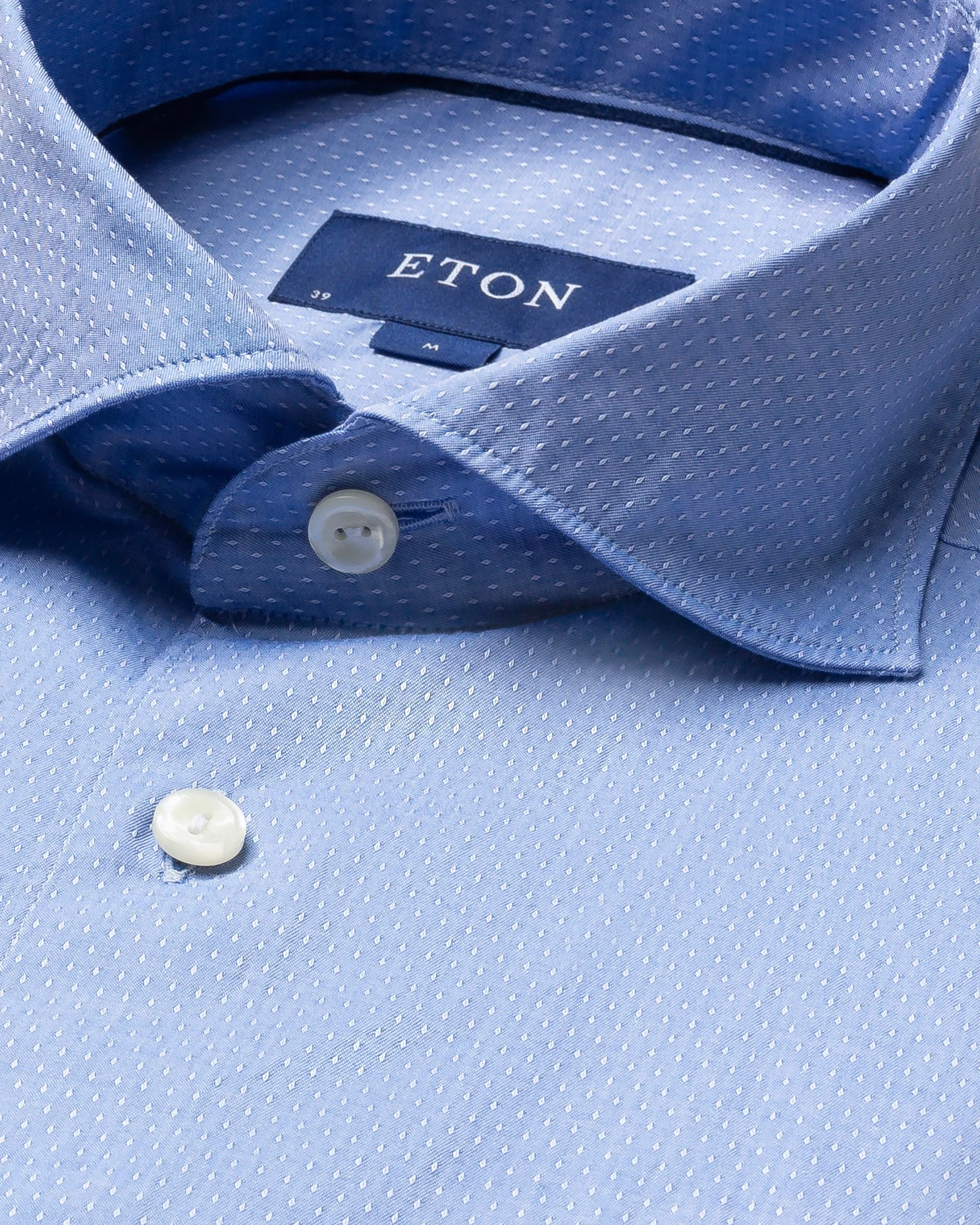 Eton - blue lustre dotted dobby shirt soft