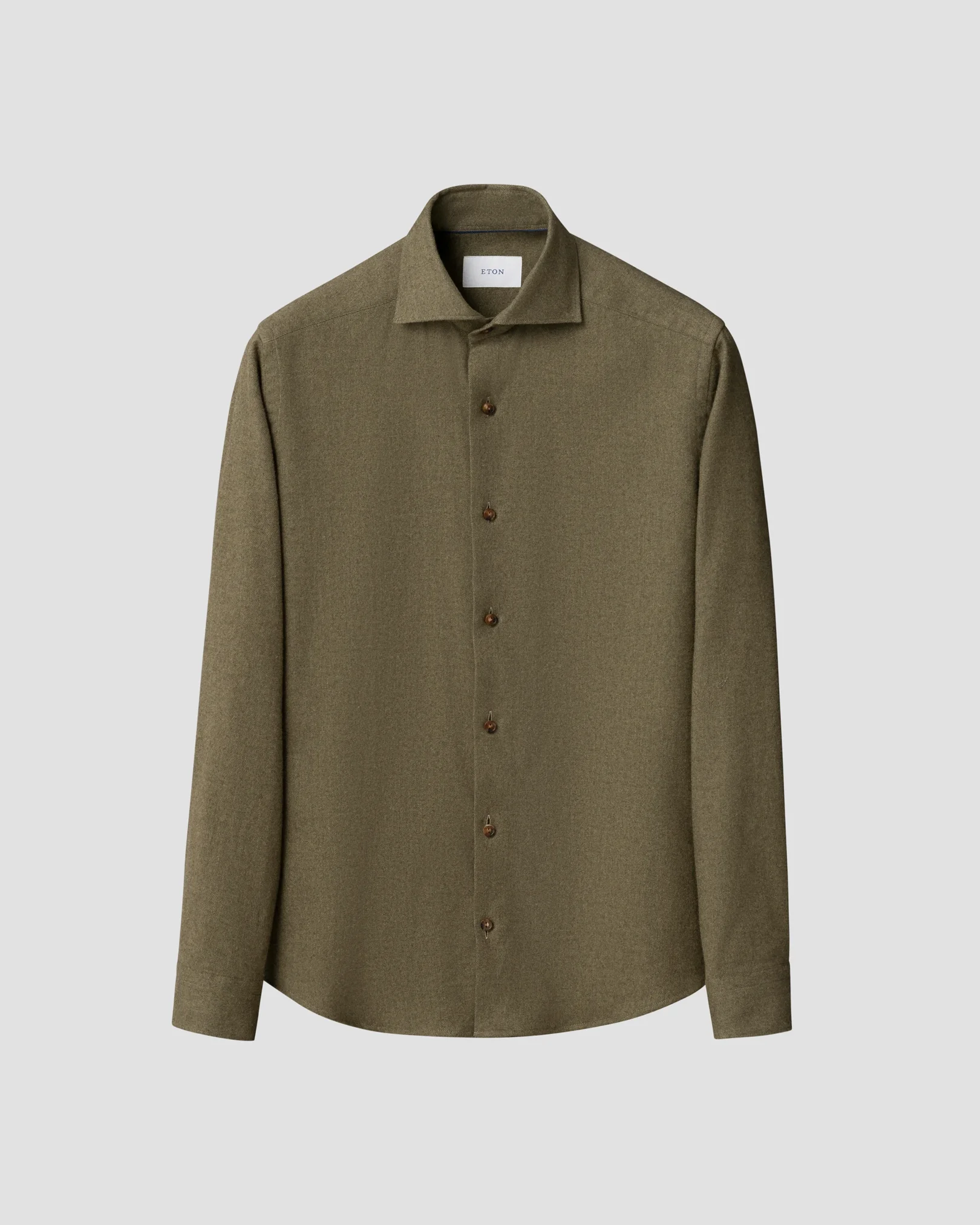 Eton - mid green solid flannel shirt