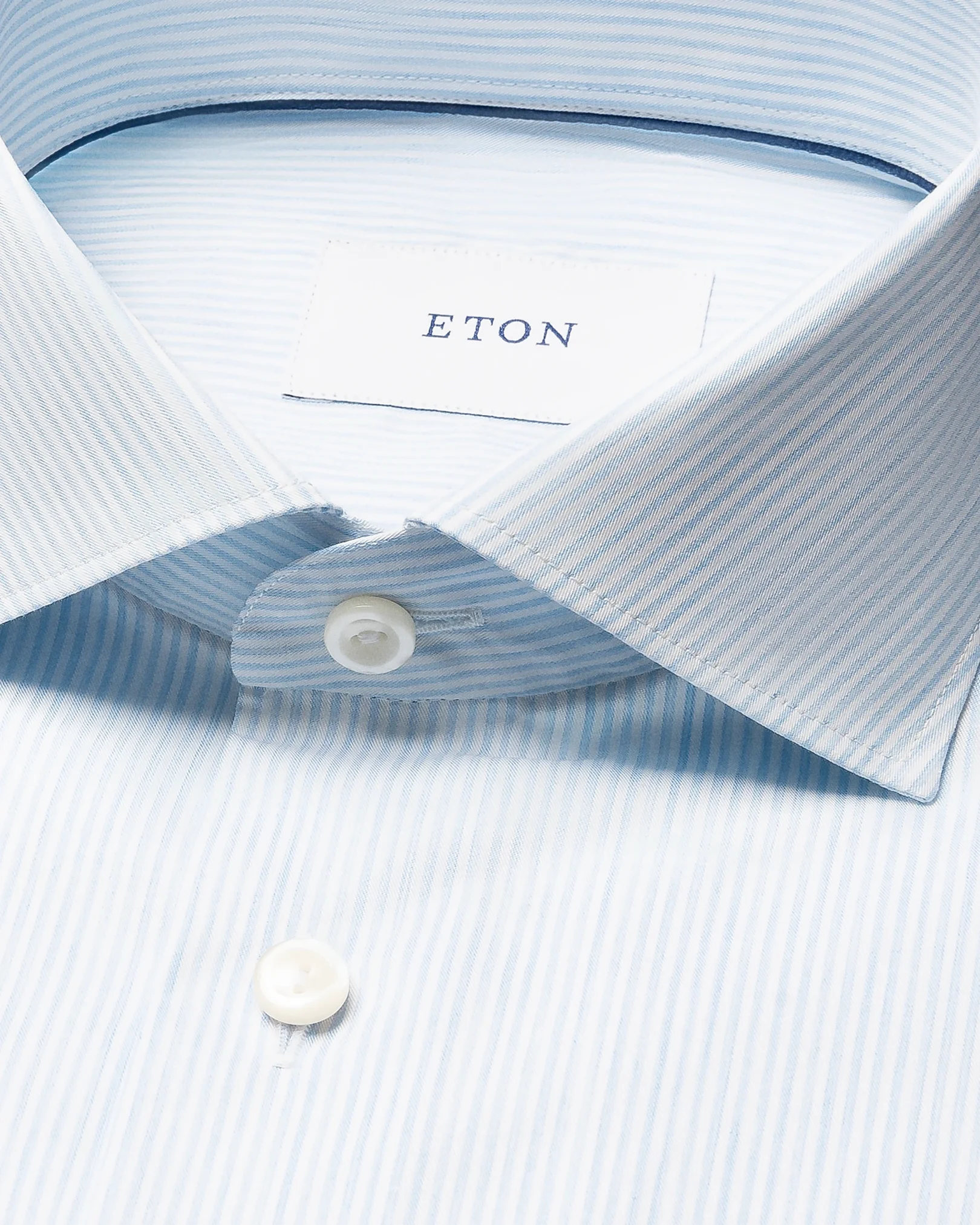 Eton - light blue striped melange twill shirt