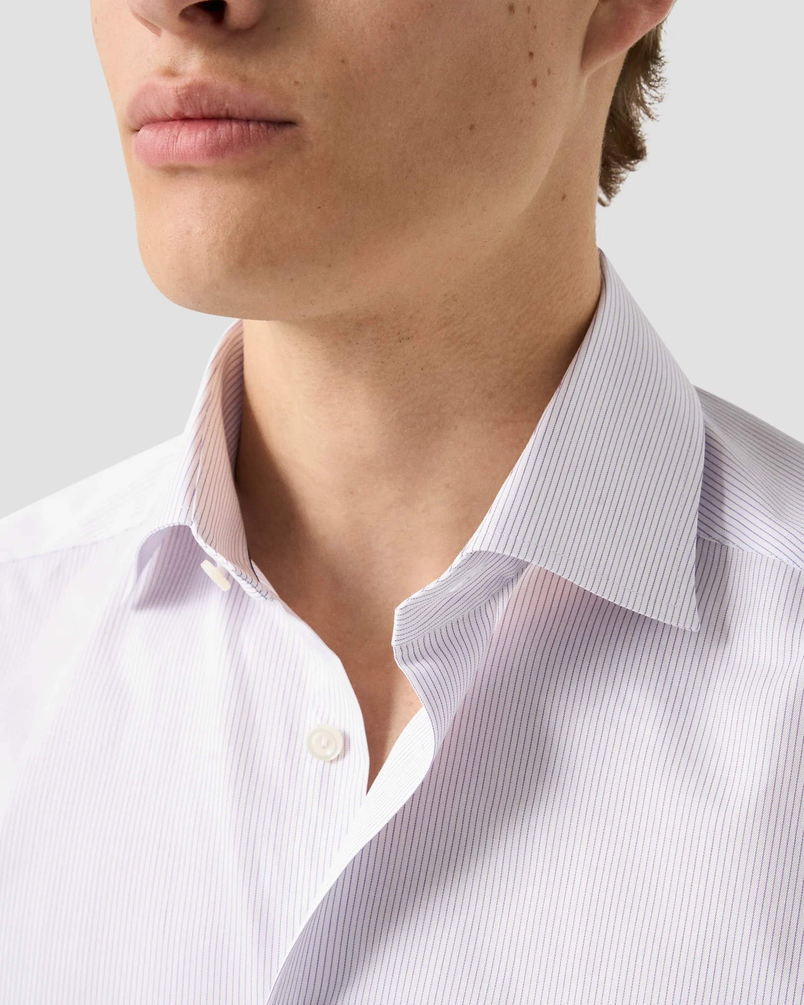 Eton - light purple striped signature twill shirt