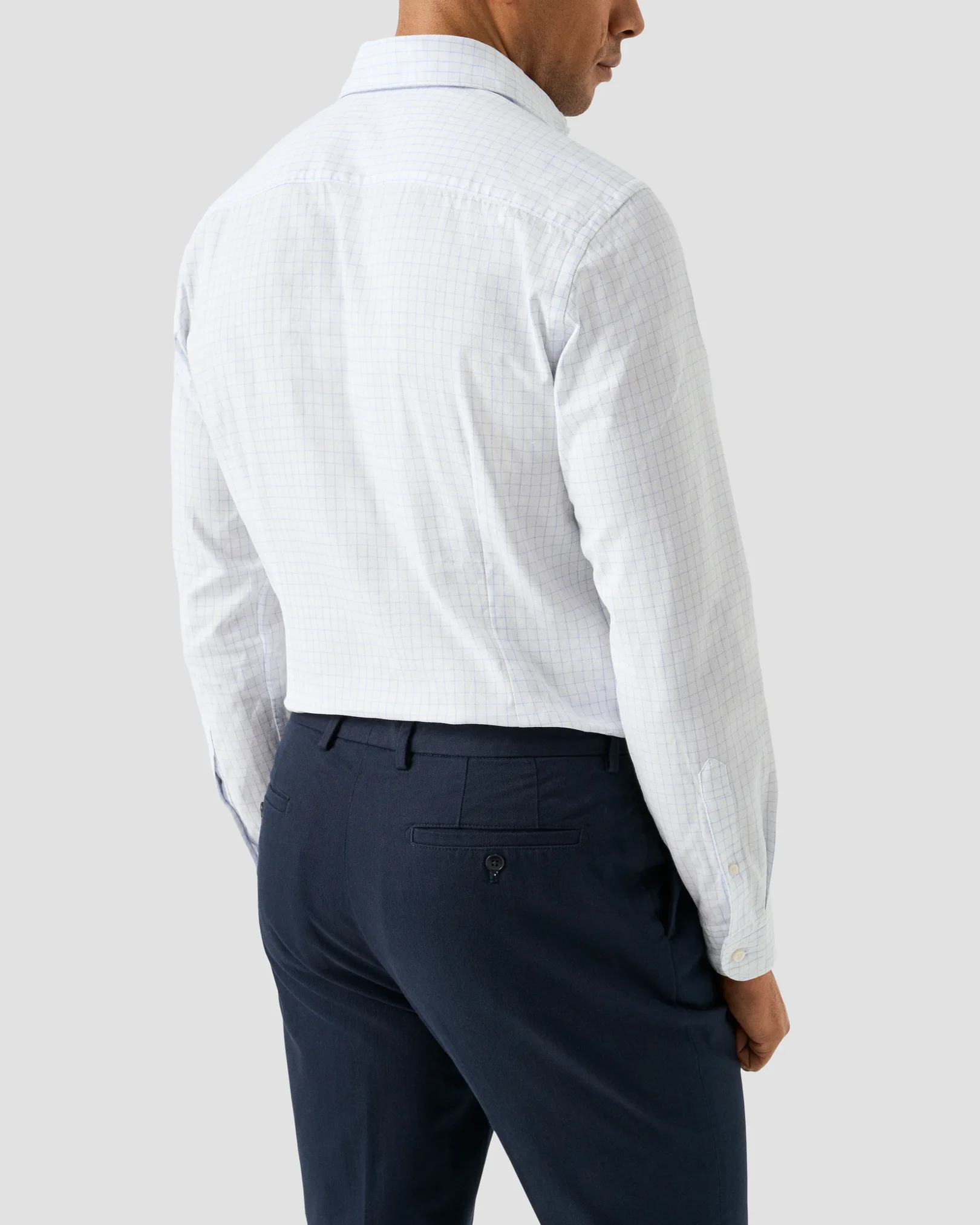 Eton - check royal oxford shirt light blue check