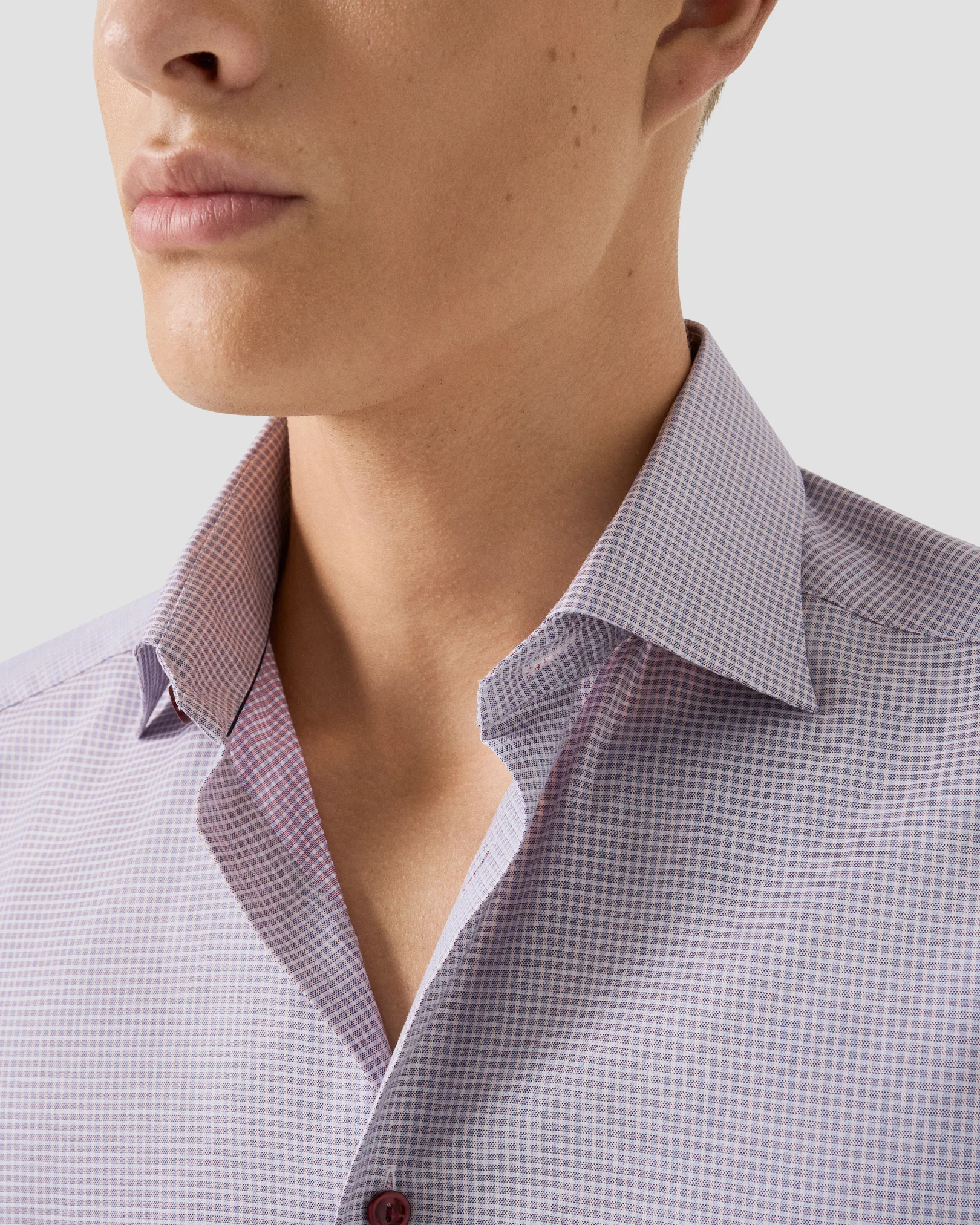 Eton - red check twill shirt