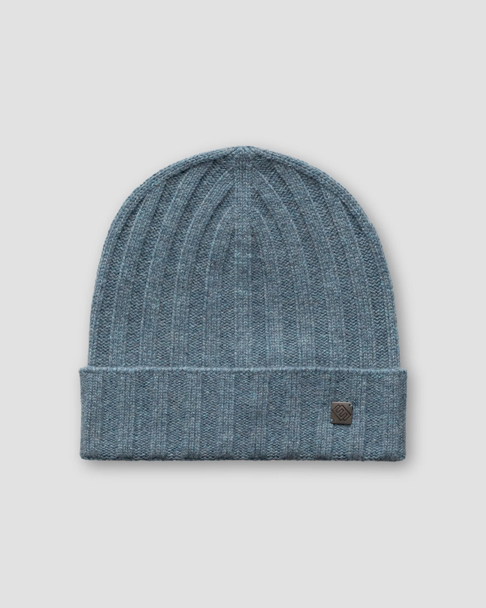 Eton - blue cashmere beanie logo detail