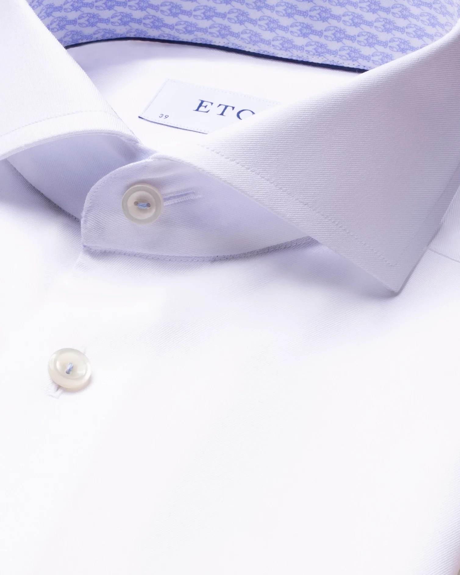 Eton - white signature twill shirt printed details extreme cut away