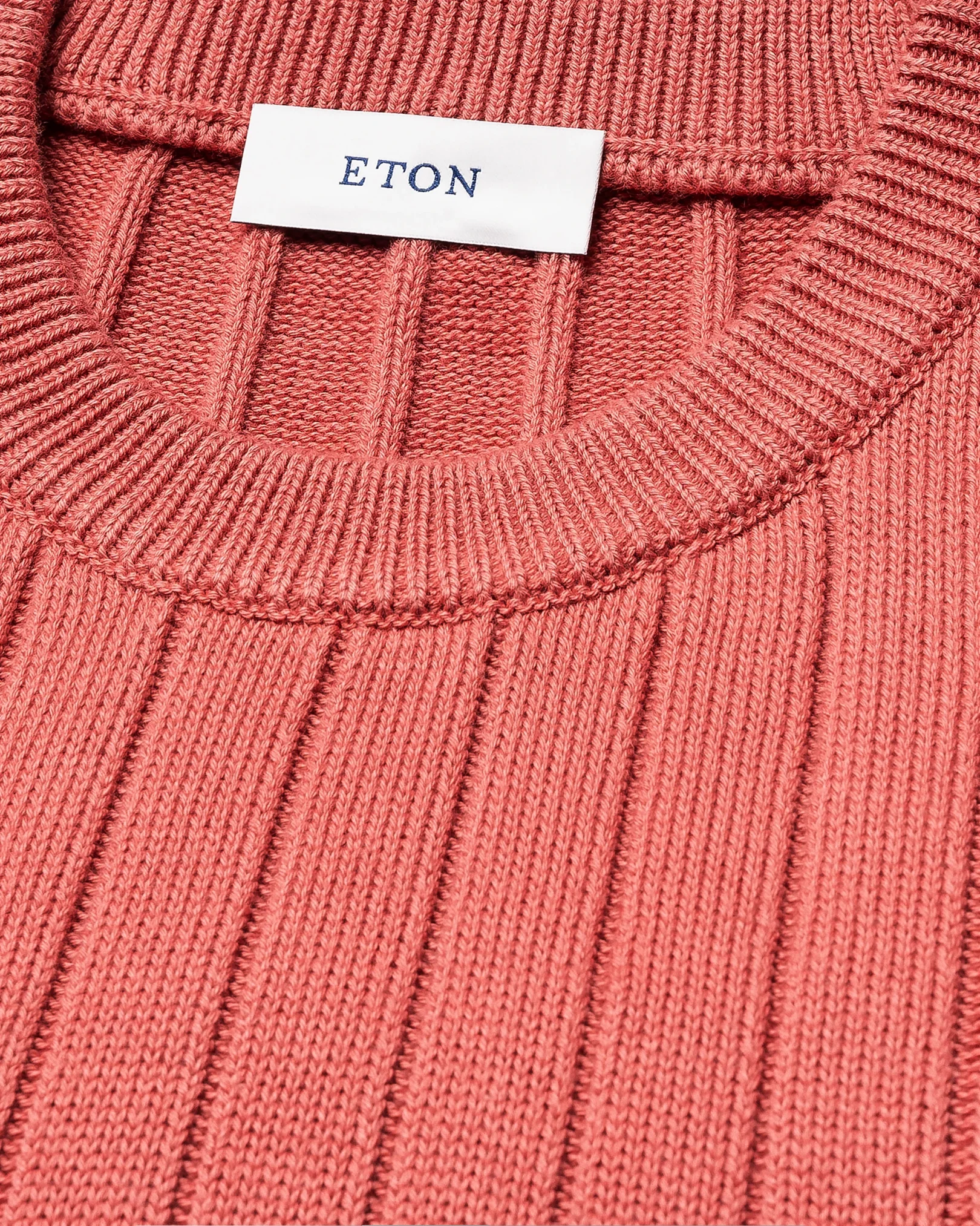 Eton - cotton structure knit crew neck pink cotton