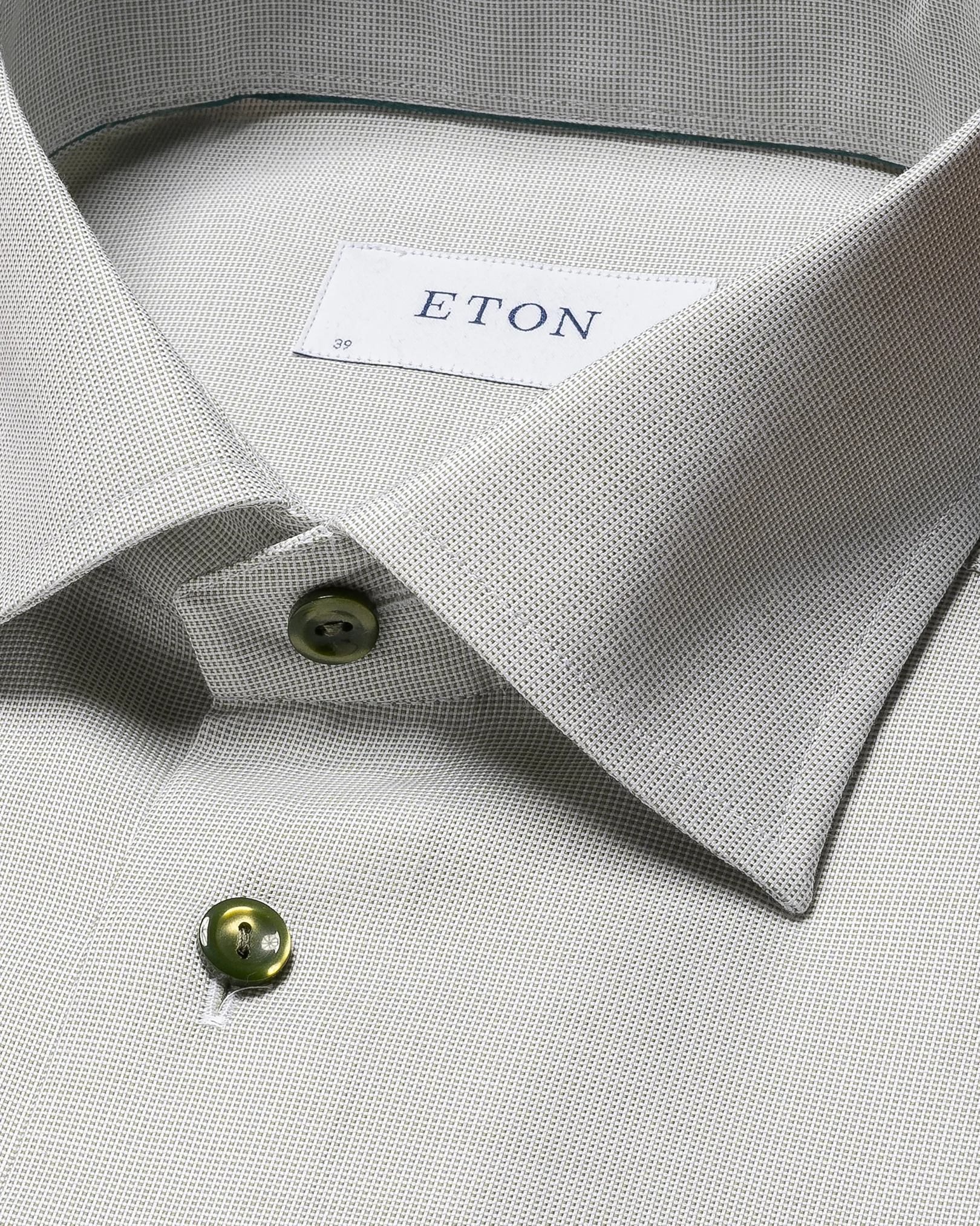 Eton - mid green twill cut away collar single cuff contemporary fit