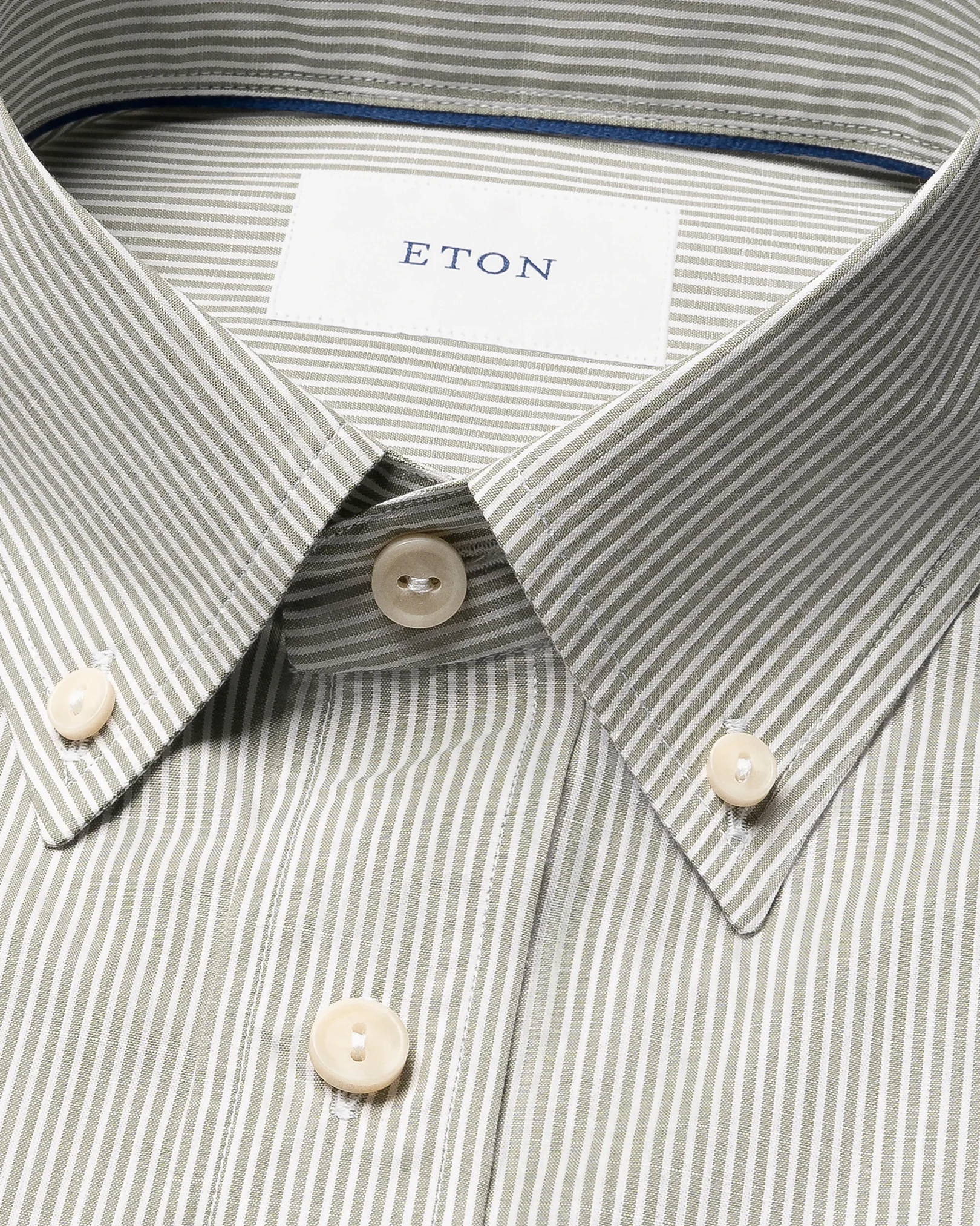 Eton - mid green striped chambray shirt