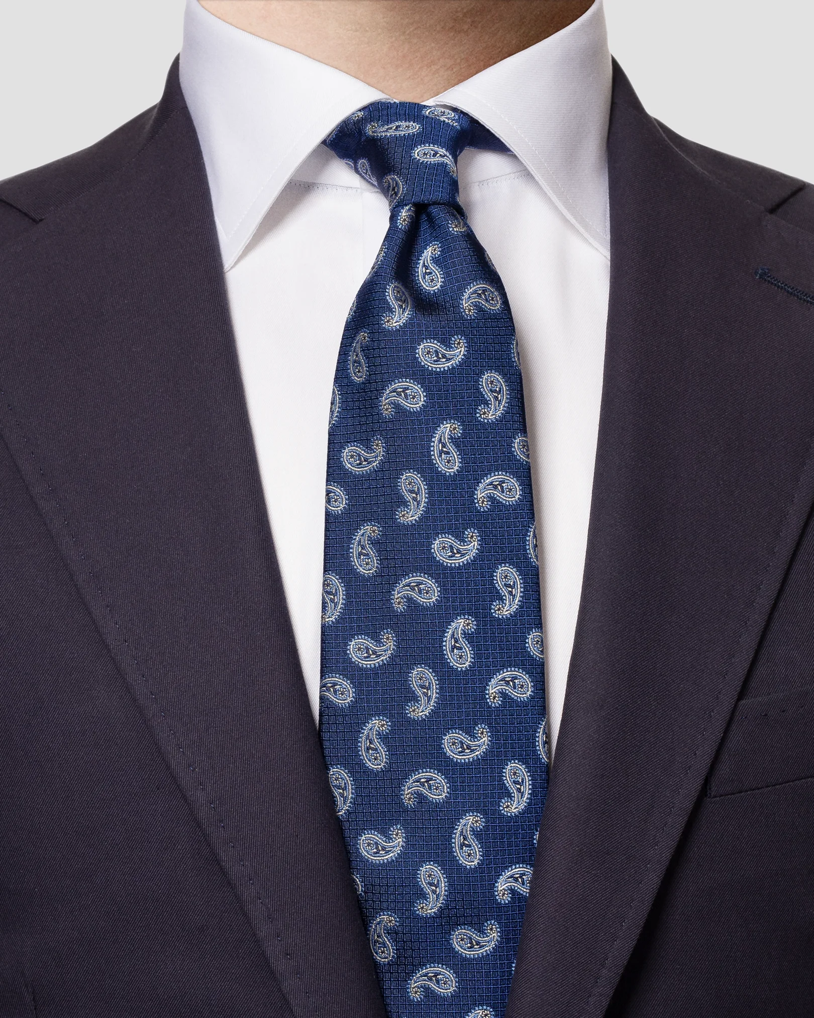 Eton - navy blue micro paisley tie