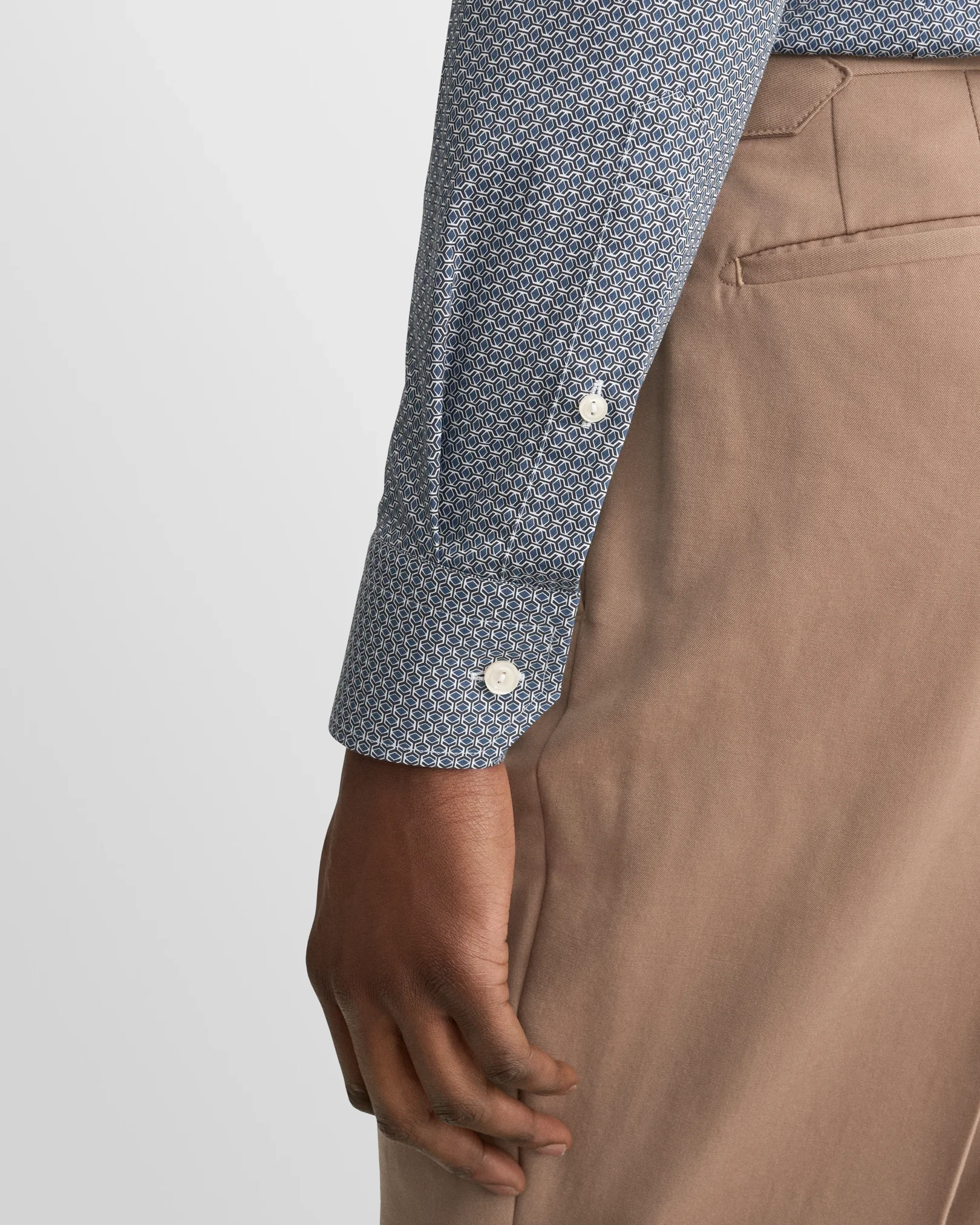 Eton - dark blue geometric print signature twill shirt