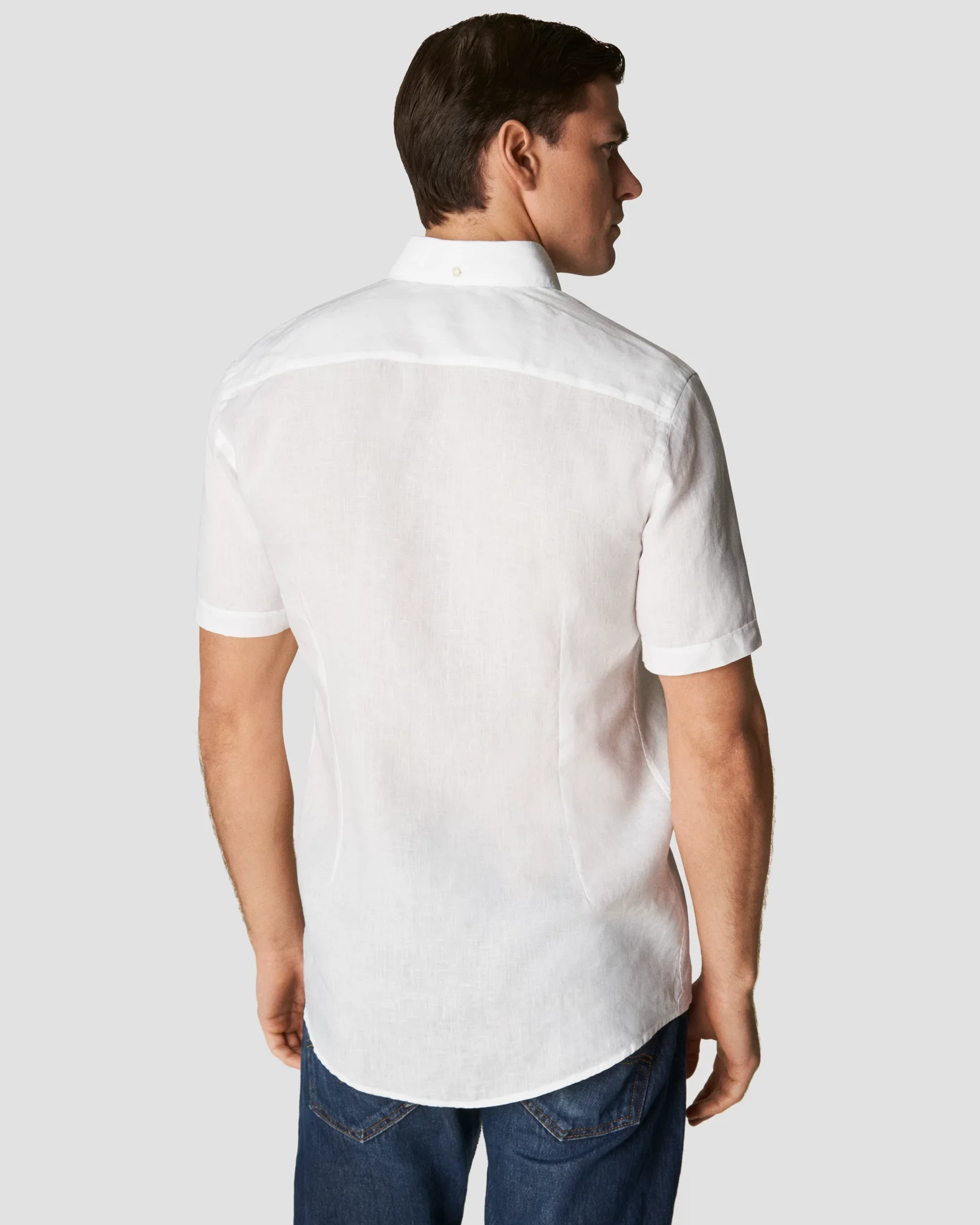 Eton - solid white linen short sleeve
