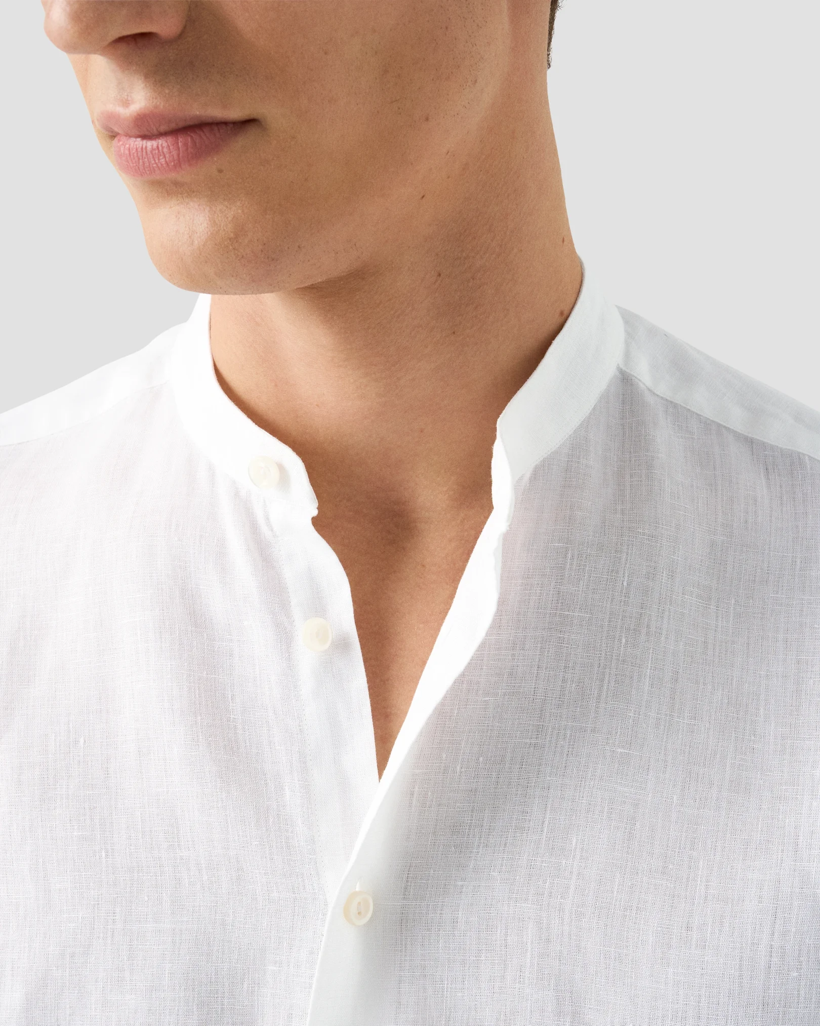 Eton - white band collar linen shirt