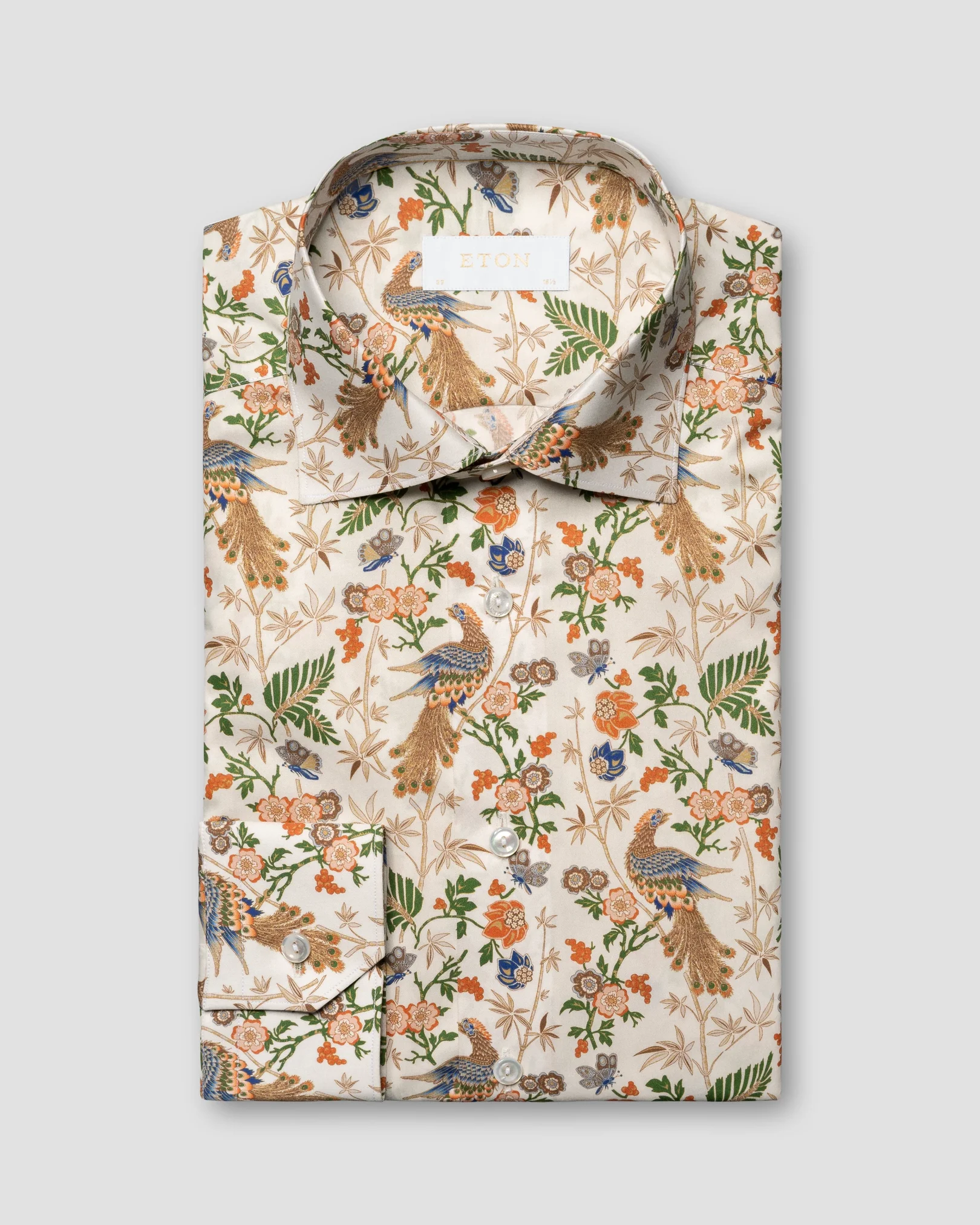 Eton - Fine-Twill-Hemd mit Pfauen-Print