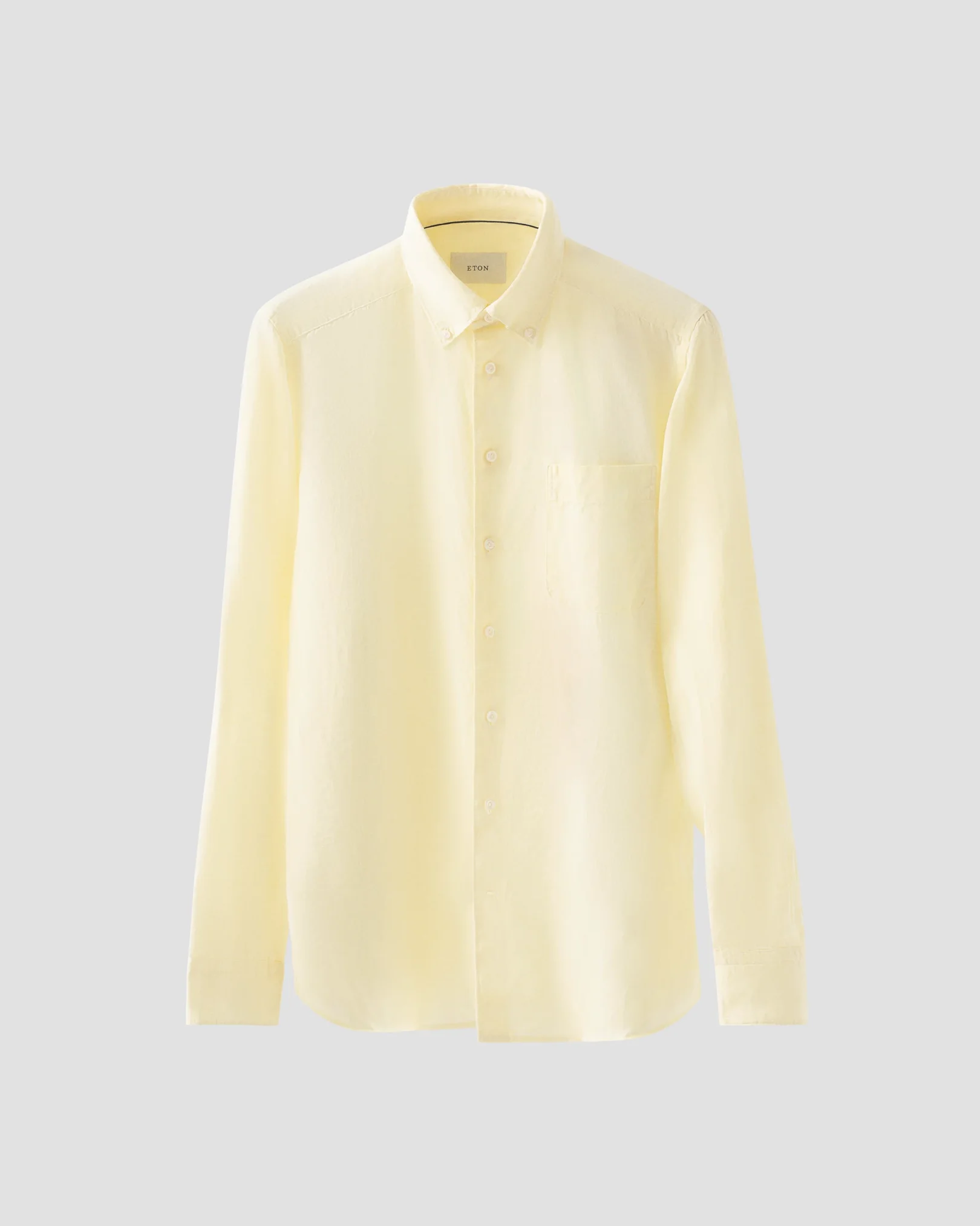 Eton - Yellow Solid Plain Weave Linen Shirt