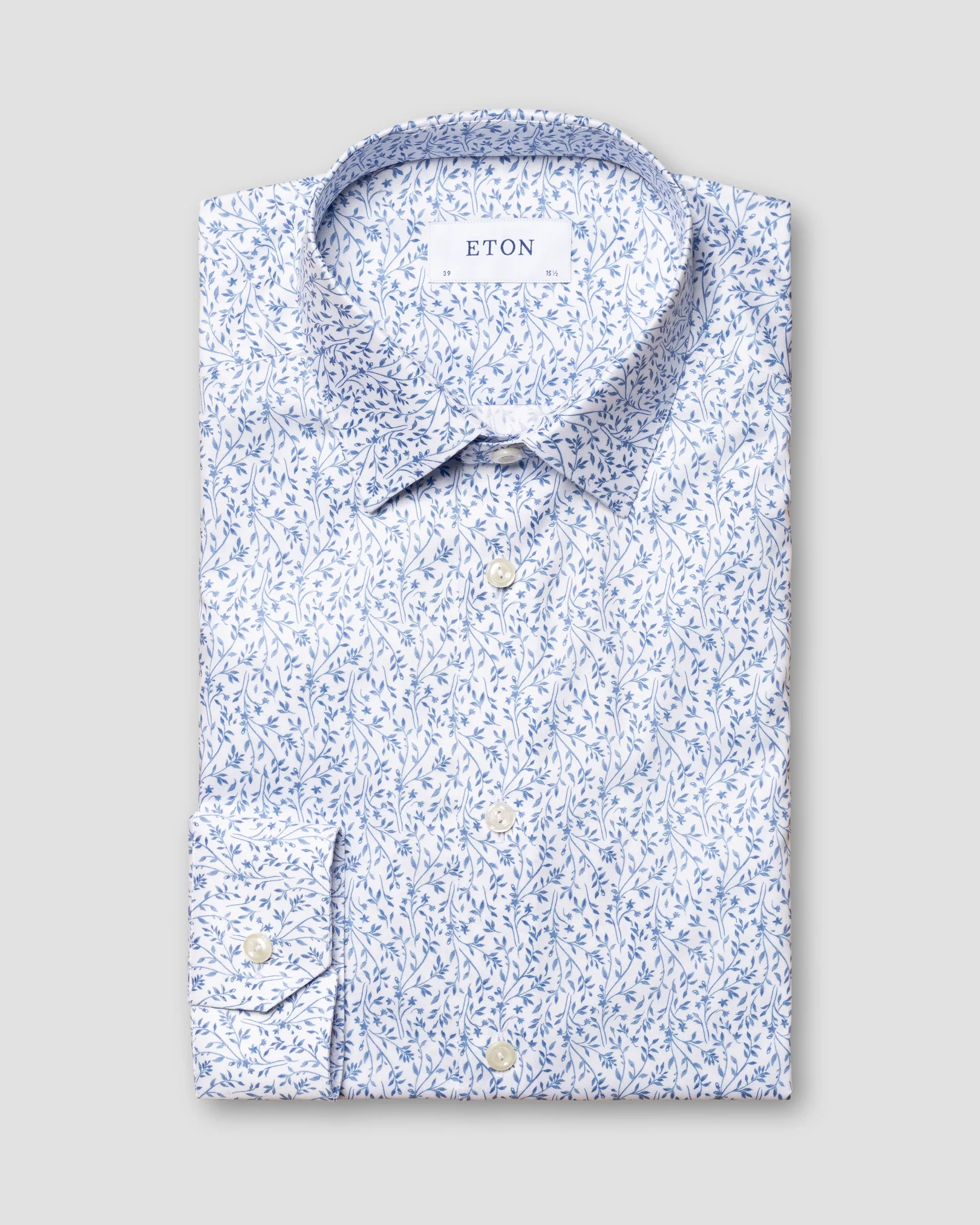 Eton - white floral signature twill shirt
