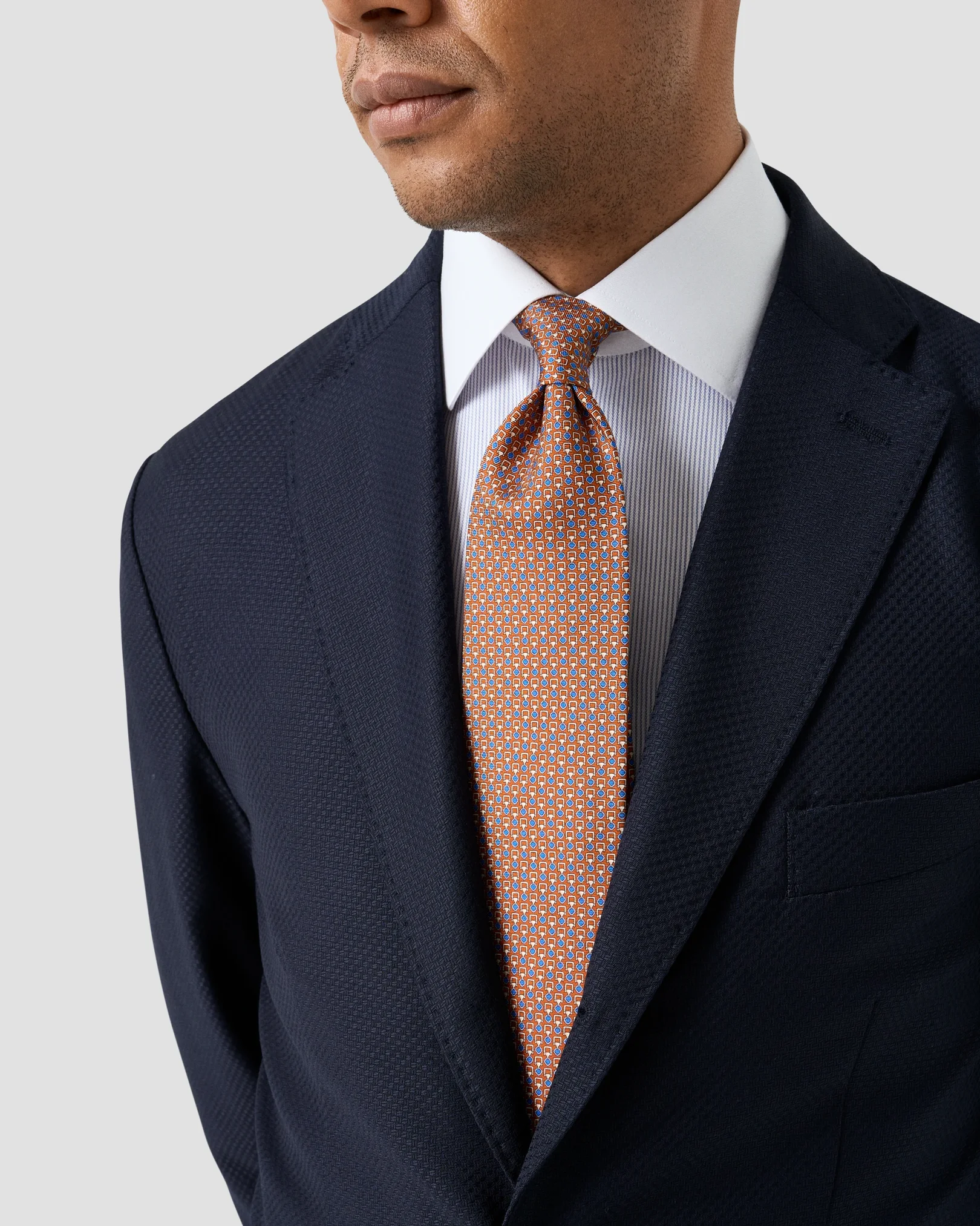 Eton - fine striped white collar signature twill shirt cut away french