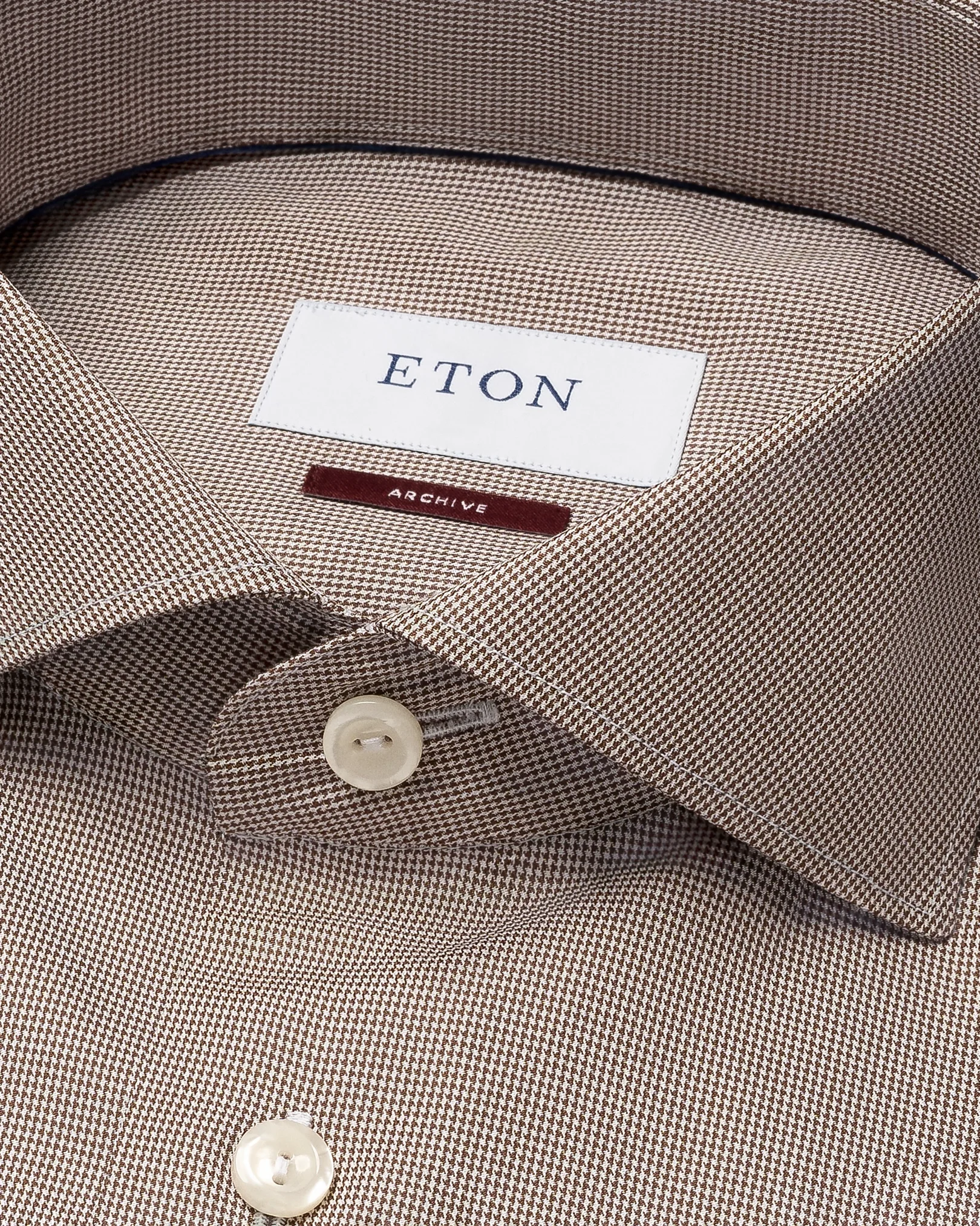 Eton - Brown Houndstooth Fine Twill Shirt