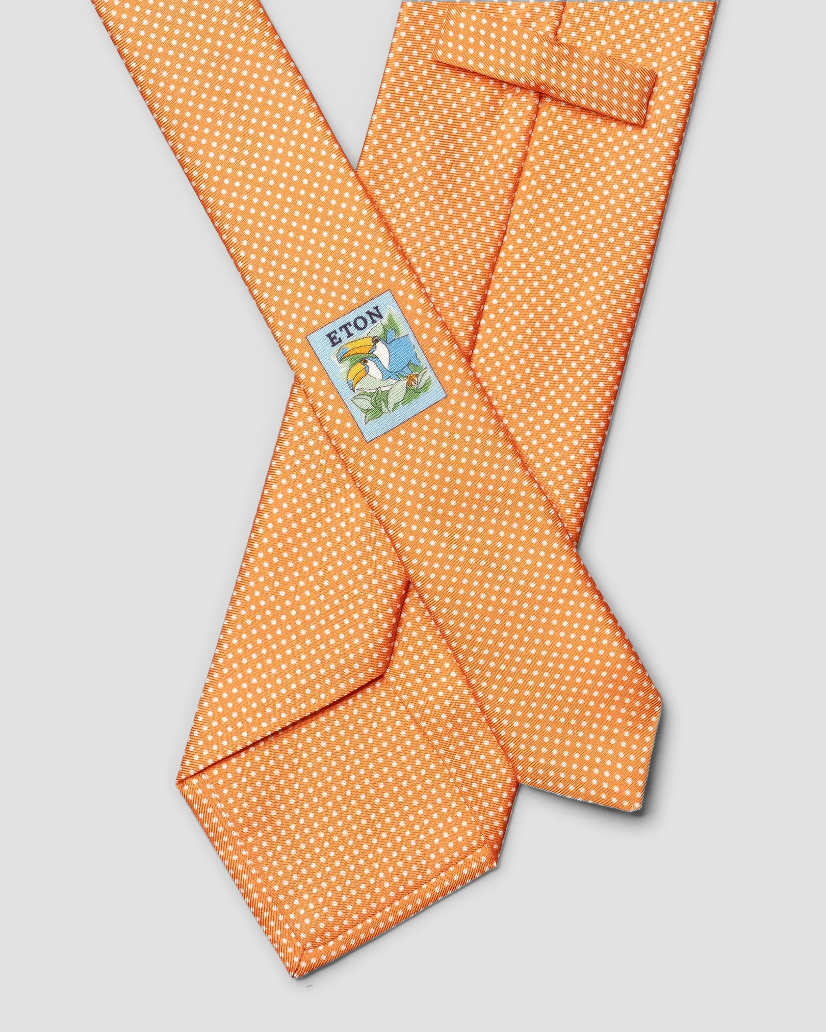 Eton - orange polka dot print silk tie