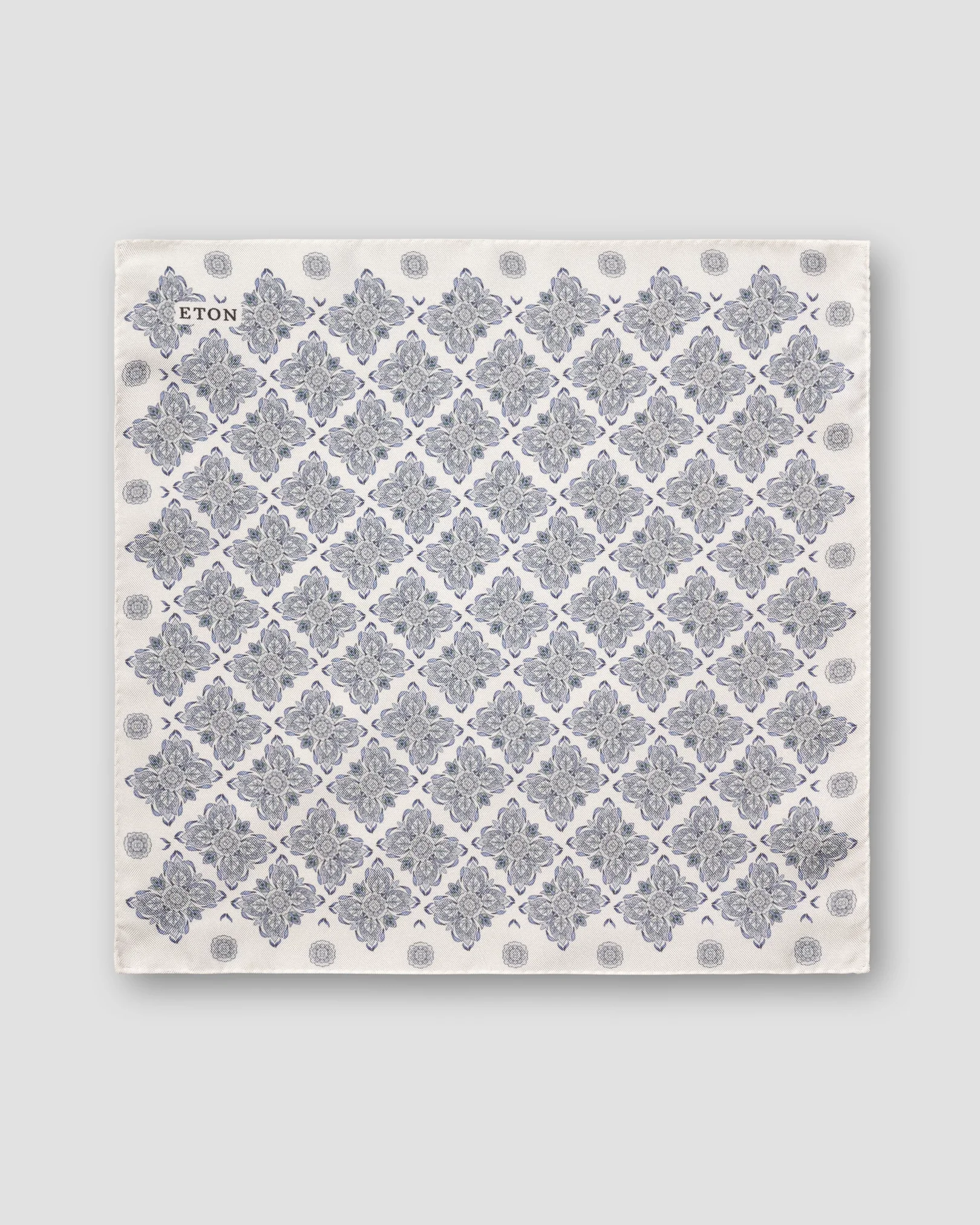 Eton - Light Blue Floral Silk Pocket Square