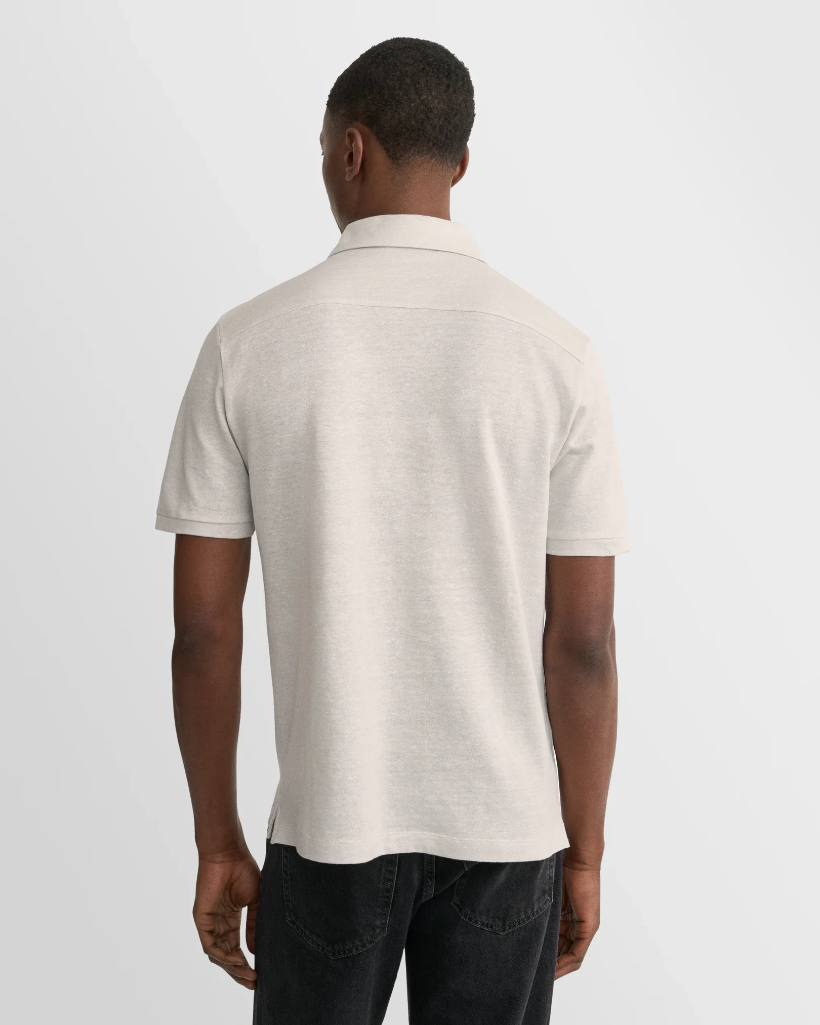 Eton - light grey cotton linen polo shirt