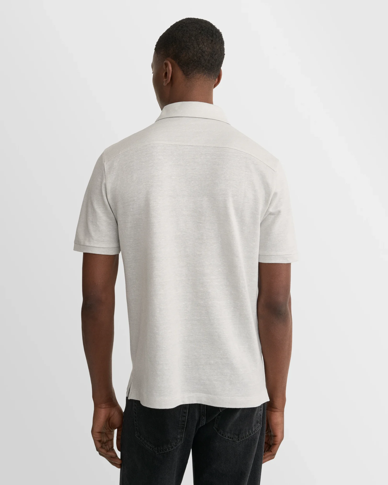 Eton - light grey cotton linen polo shirt