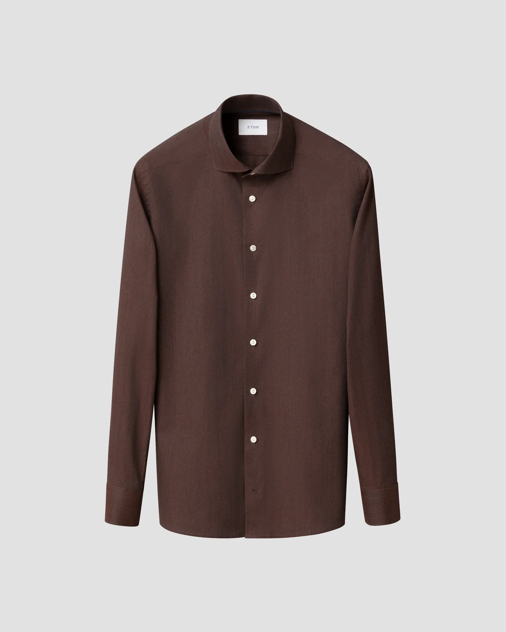 Eton - dark red solid signature flannel shirt