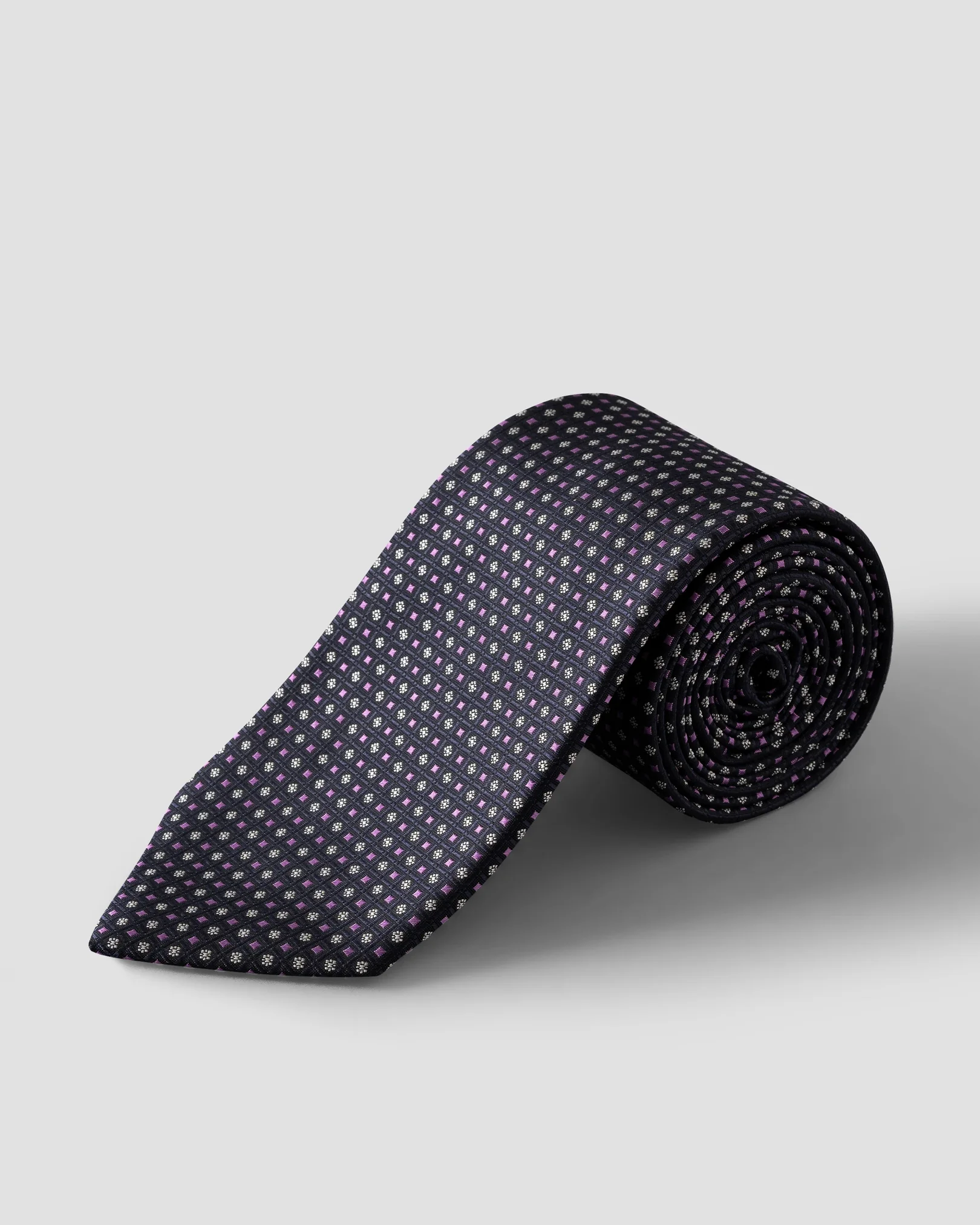 Eton - micro geometric woven silk tie mid purple micro geometric woven silk tie