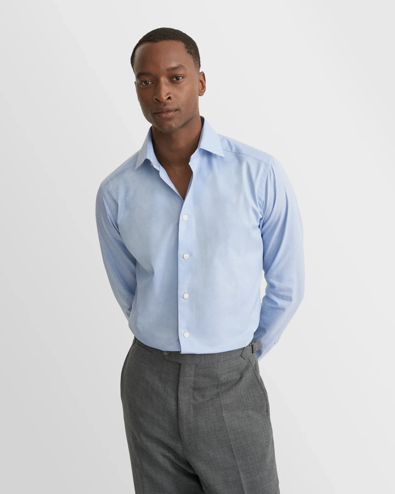 Eton - light blue semi solid dobby shirt 263