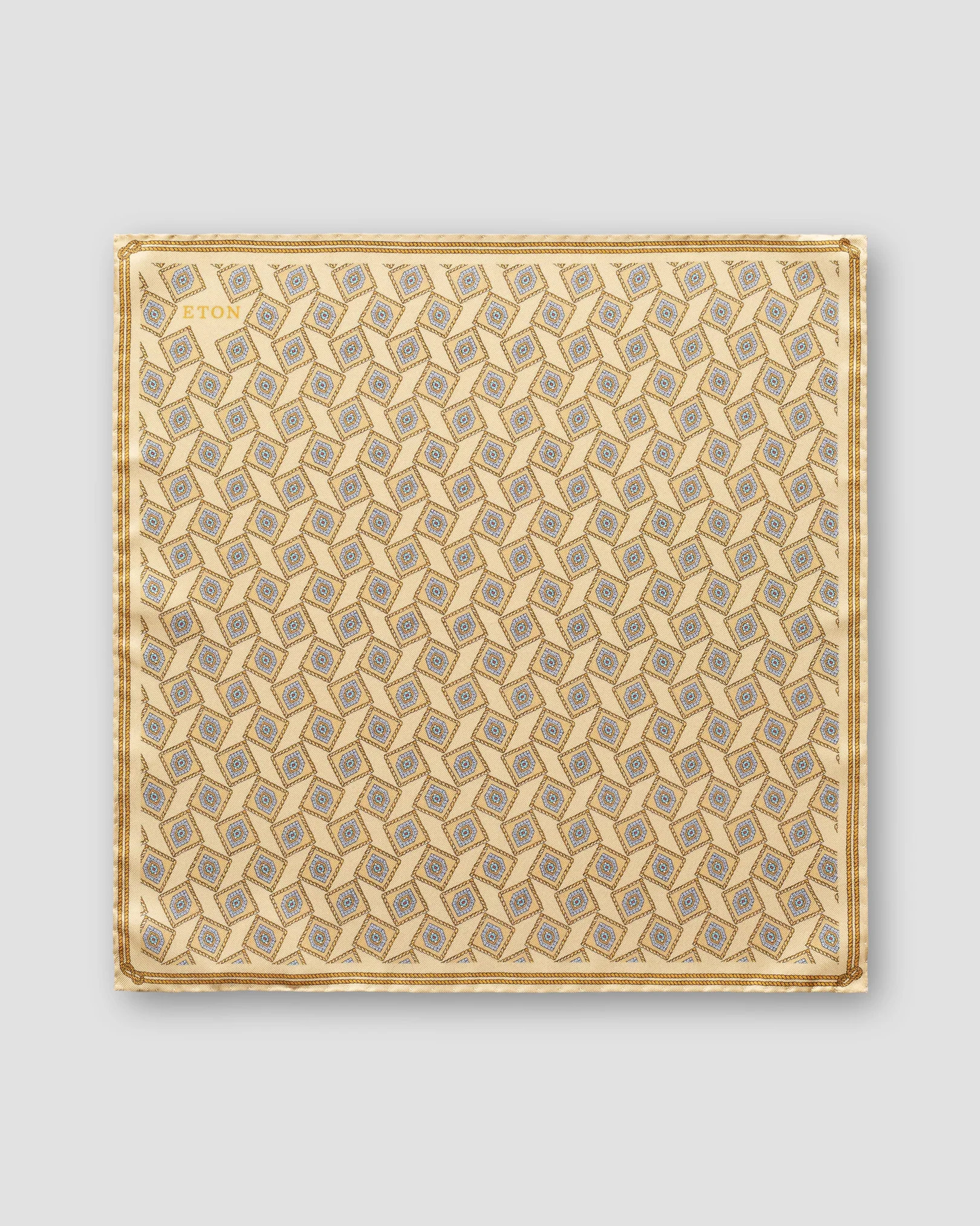 Eton - yellow geometric print silk pocket square