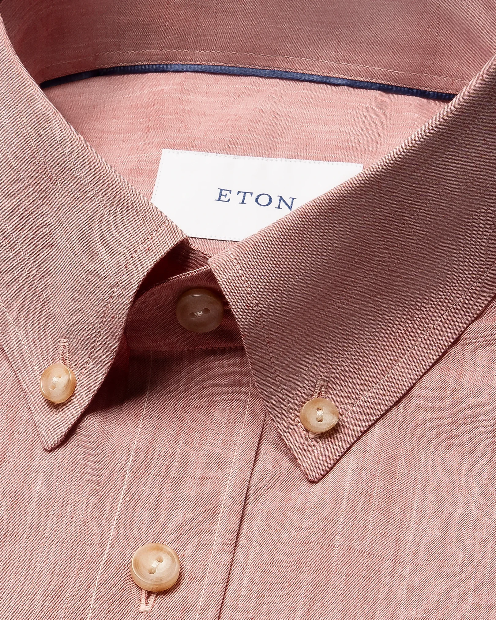 Eton - red solid chambray shirt