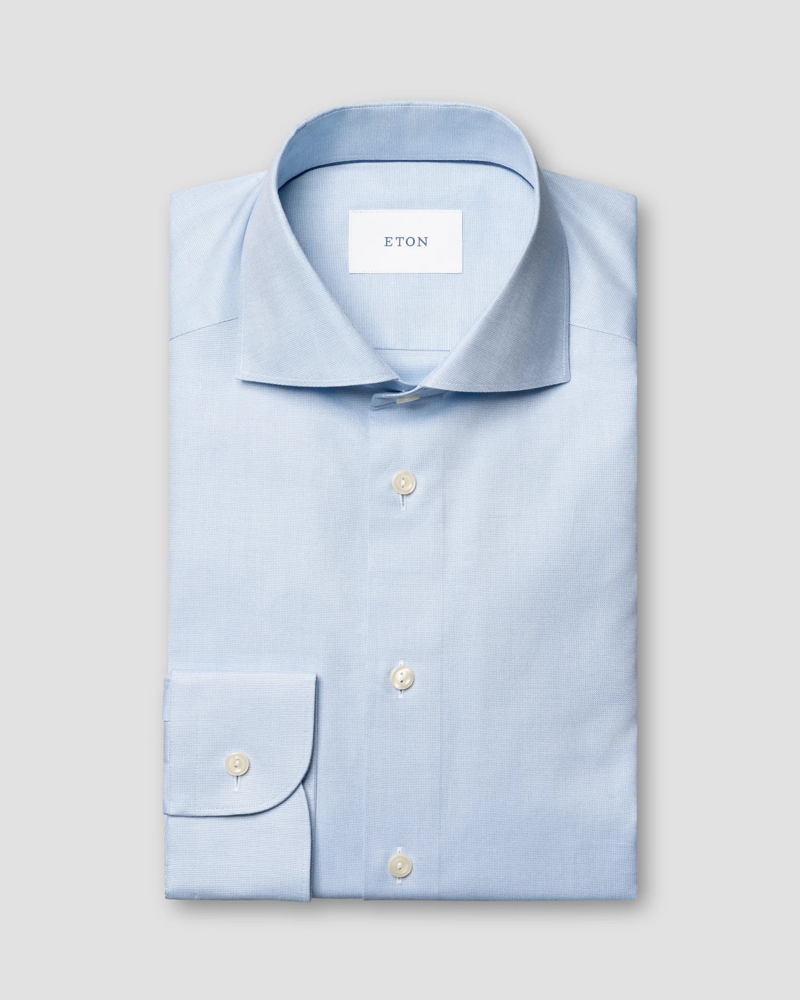 Eton - light blue solid signature oxford shirt wide spread 266