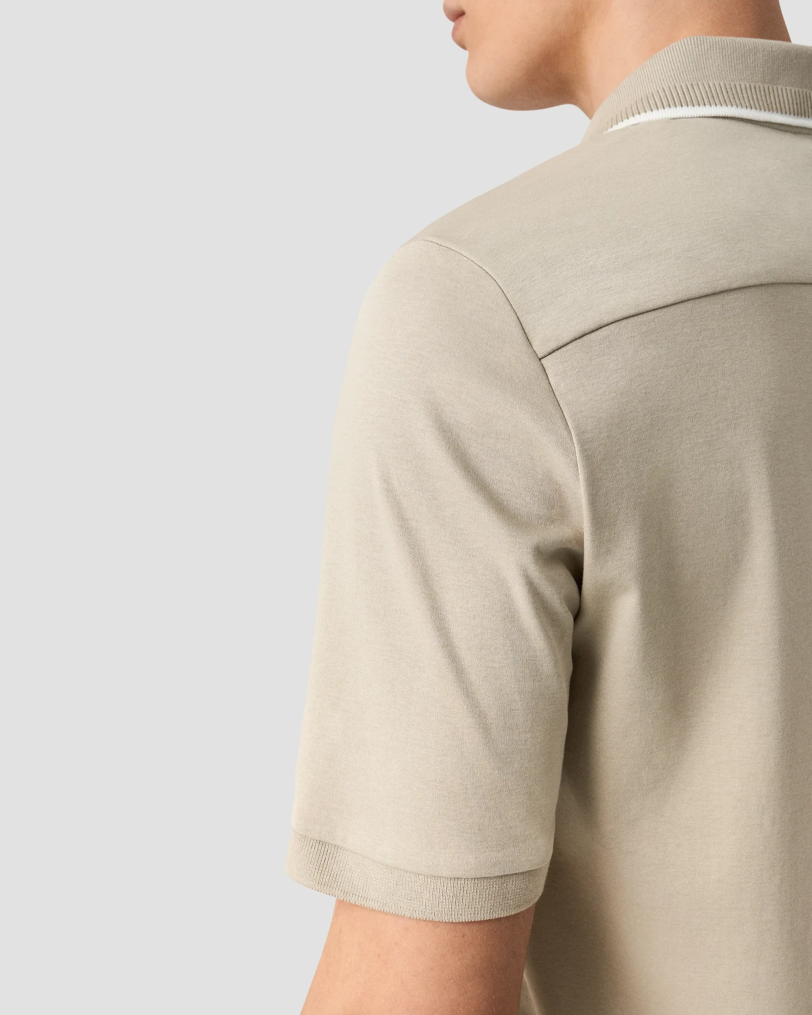 Eton - beige cotton interlock polo shirt