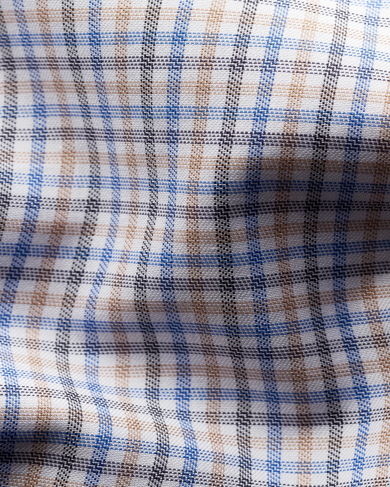 Eton - brown checked cotton lyocell stretch shirt