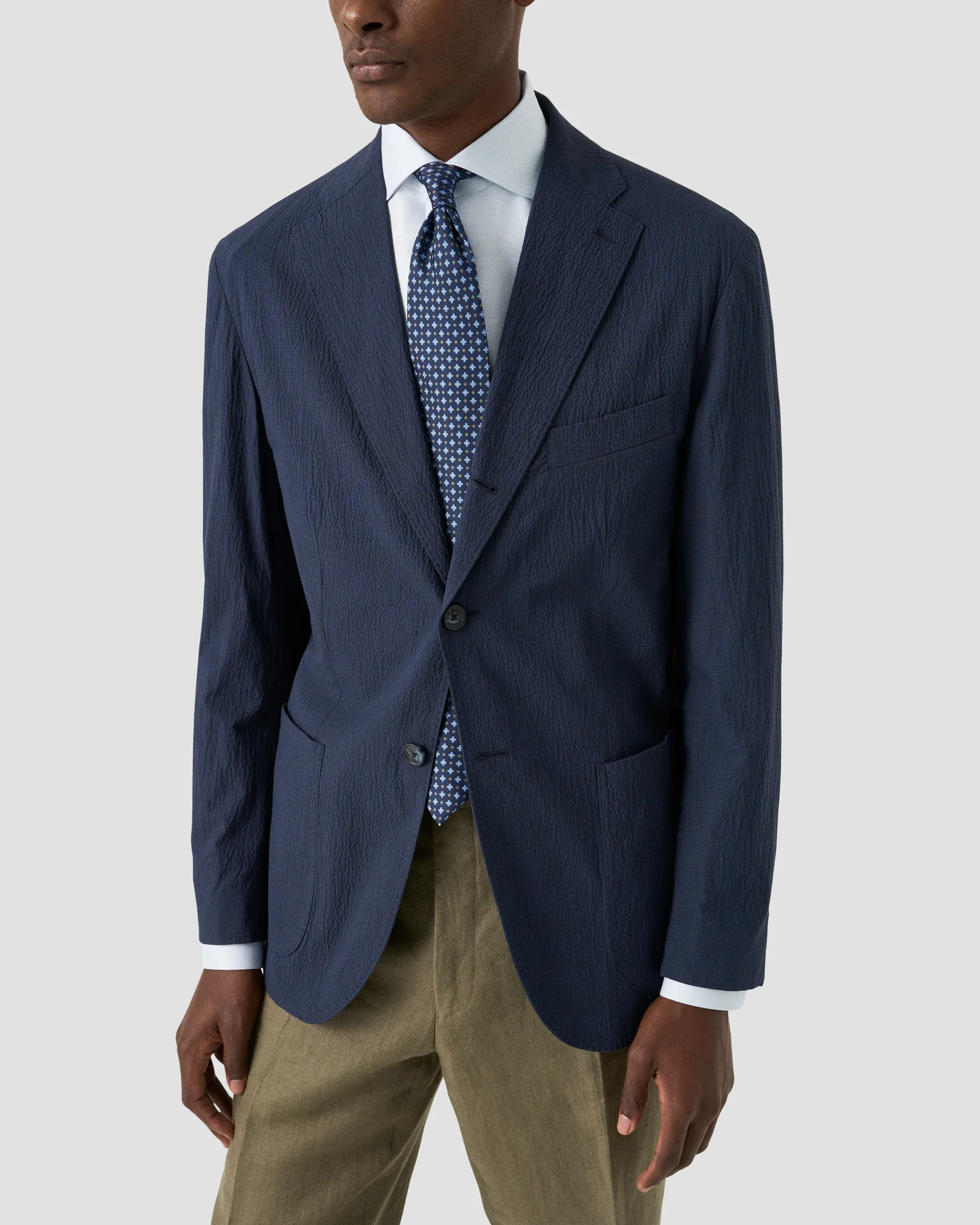 Eton - semi solid cotton linen shirt wide spread 261