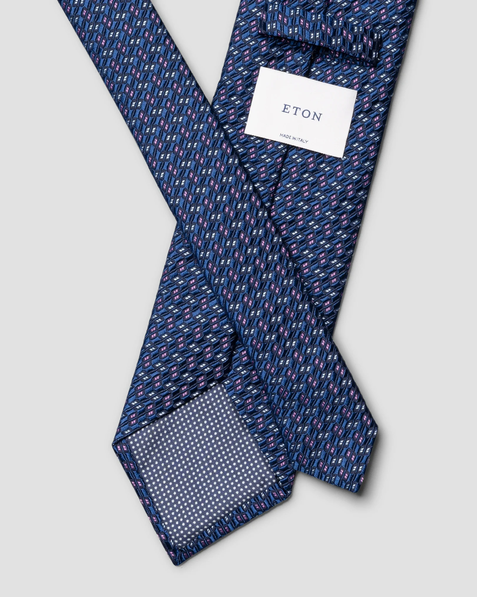 Eton - dark blue geometric woven silk tie 256