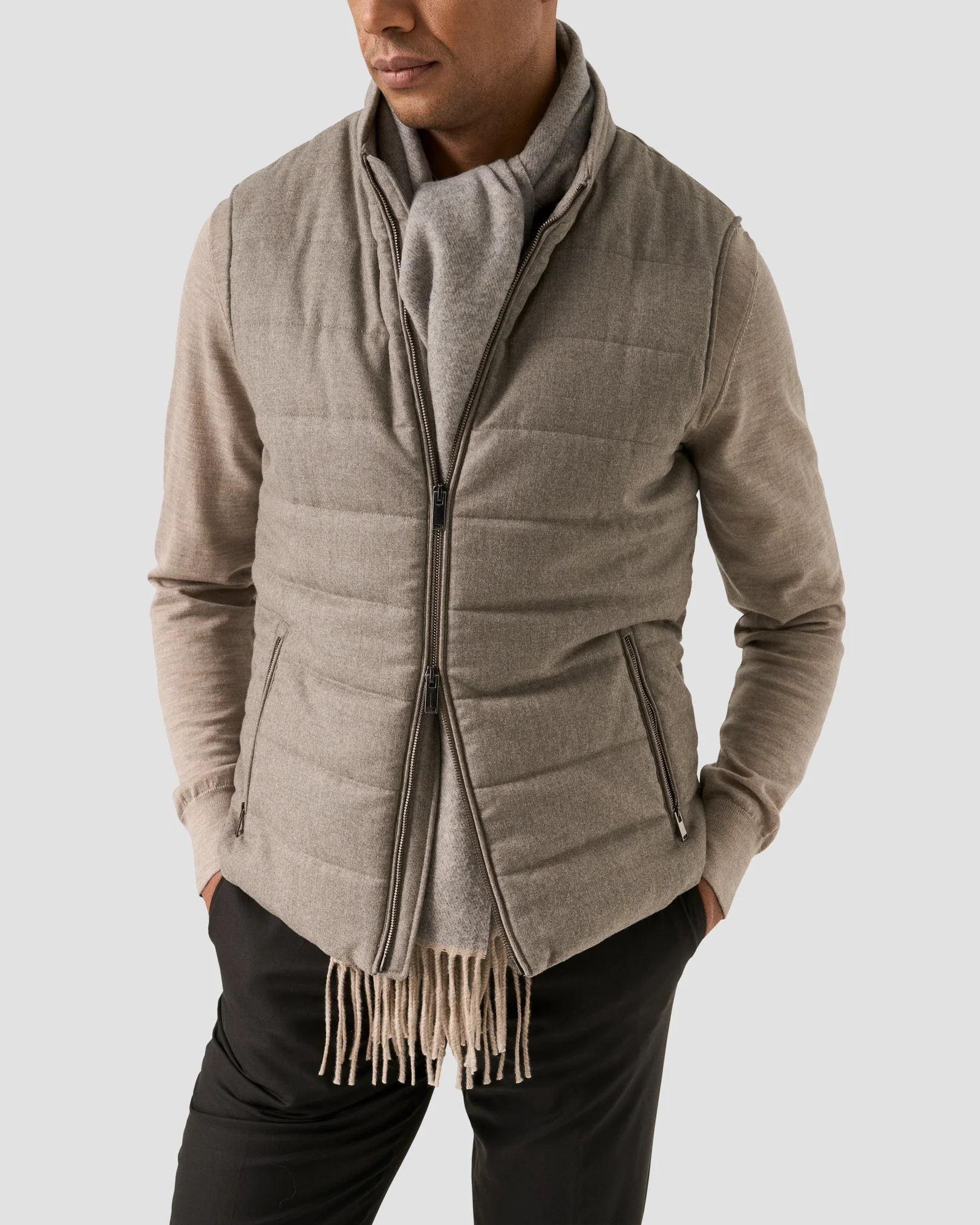 ジャケット・アウター ATON stand collar wool padded vest Padded Vest - Eton