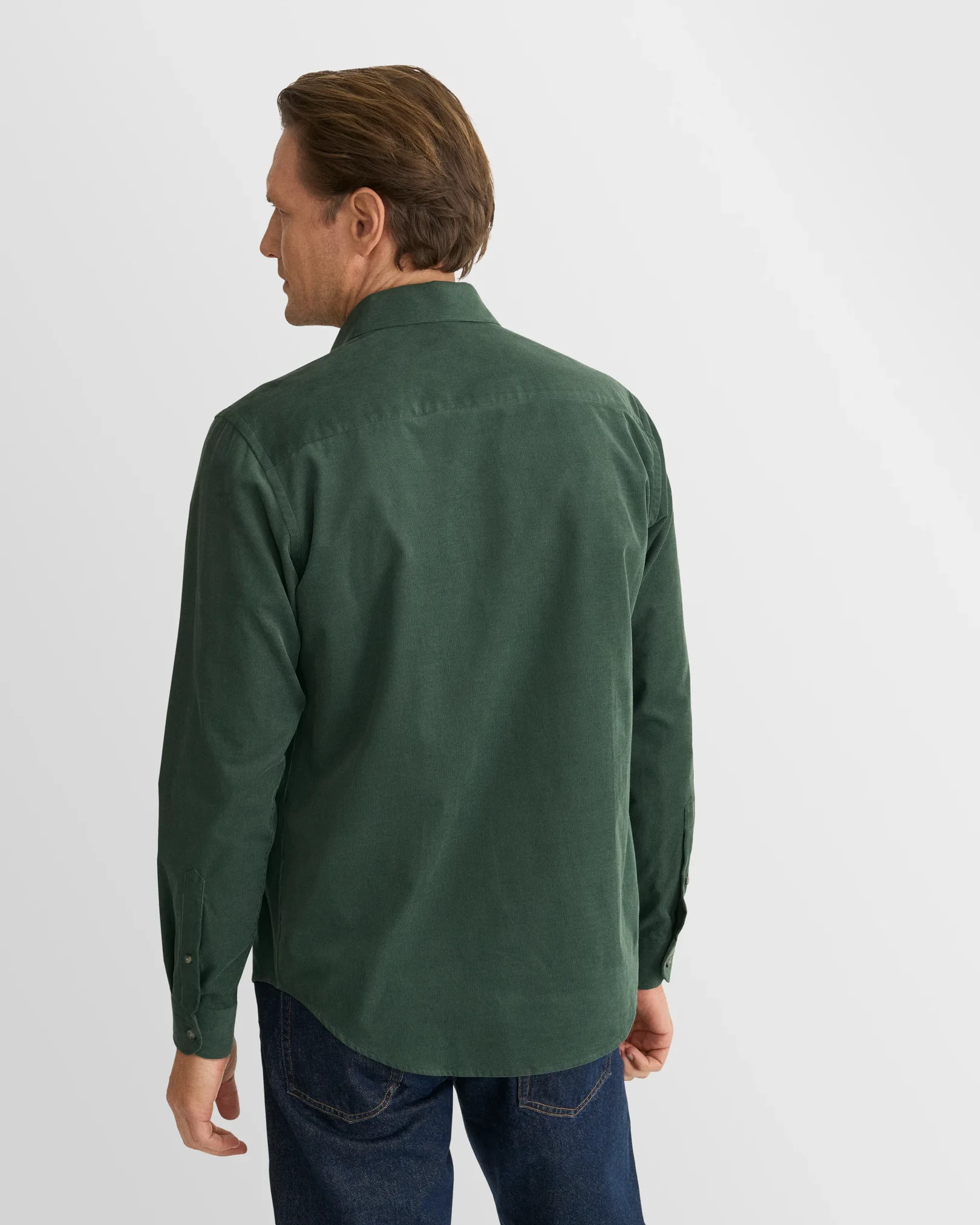 Eton - dark green solid corduroy shirt