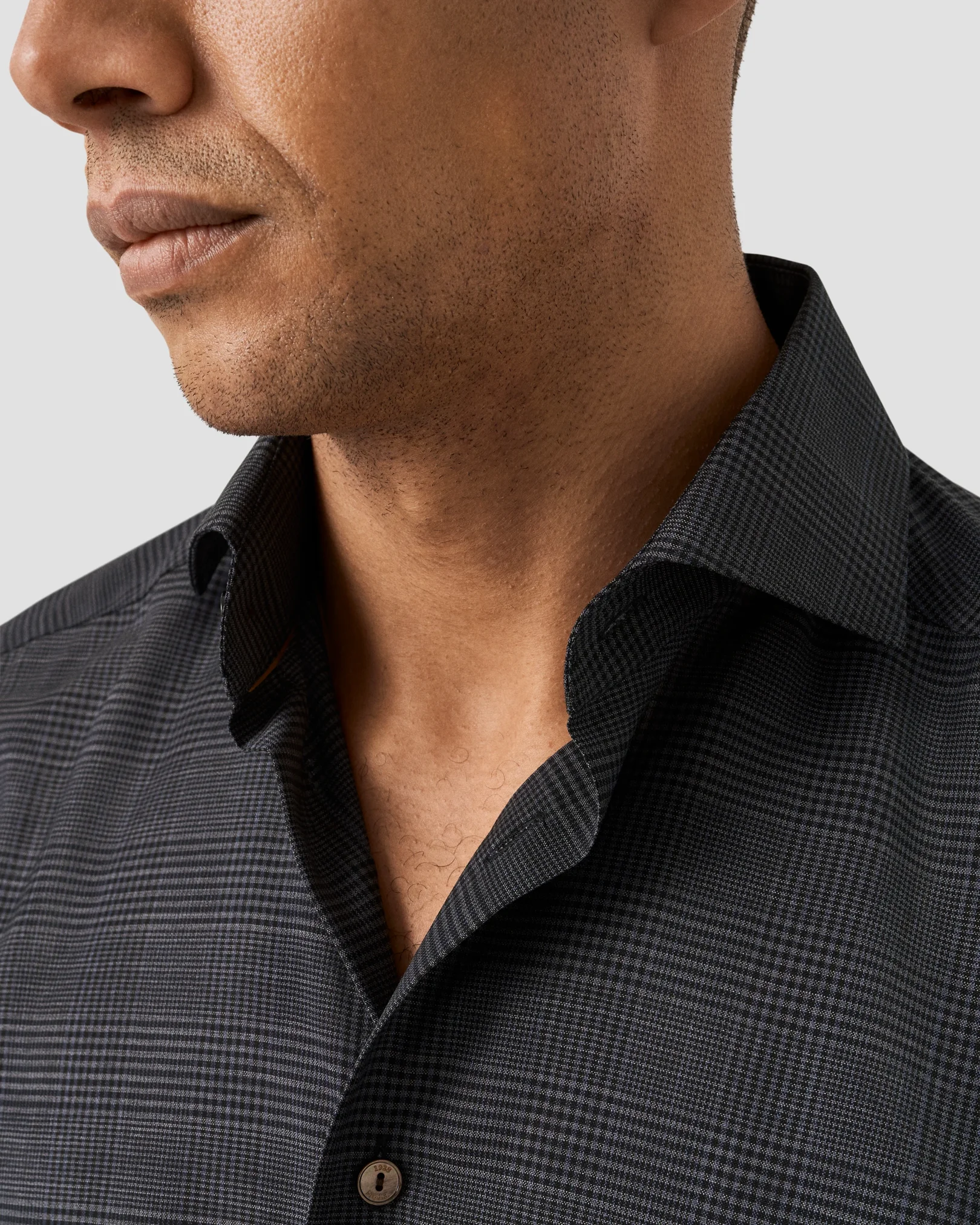 Eton - grey check merino shirt