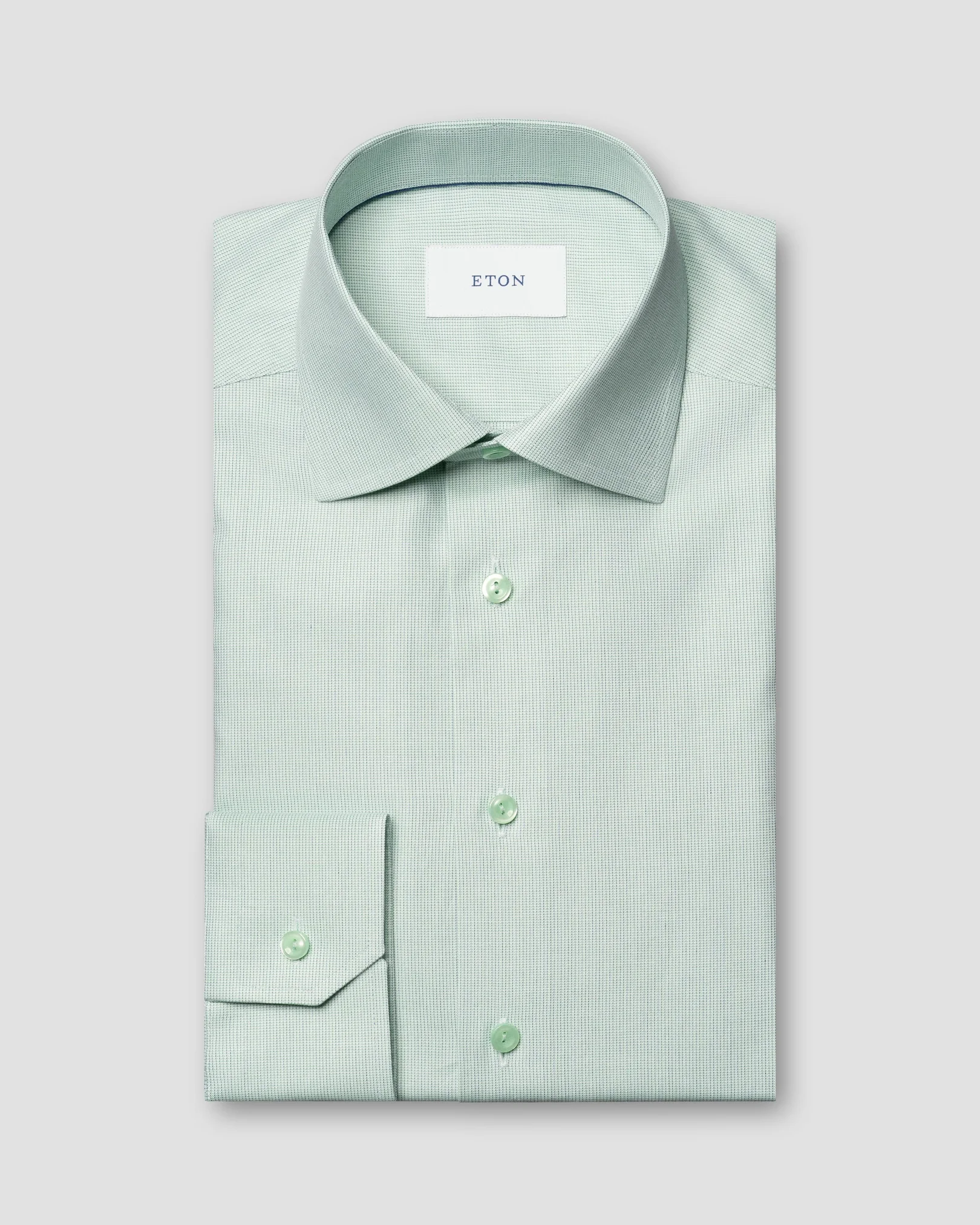 Eton - light green semi solid signature twill shirt cut away 261