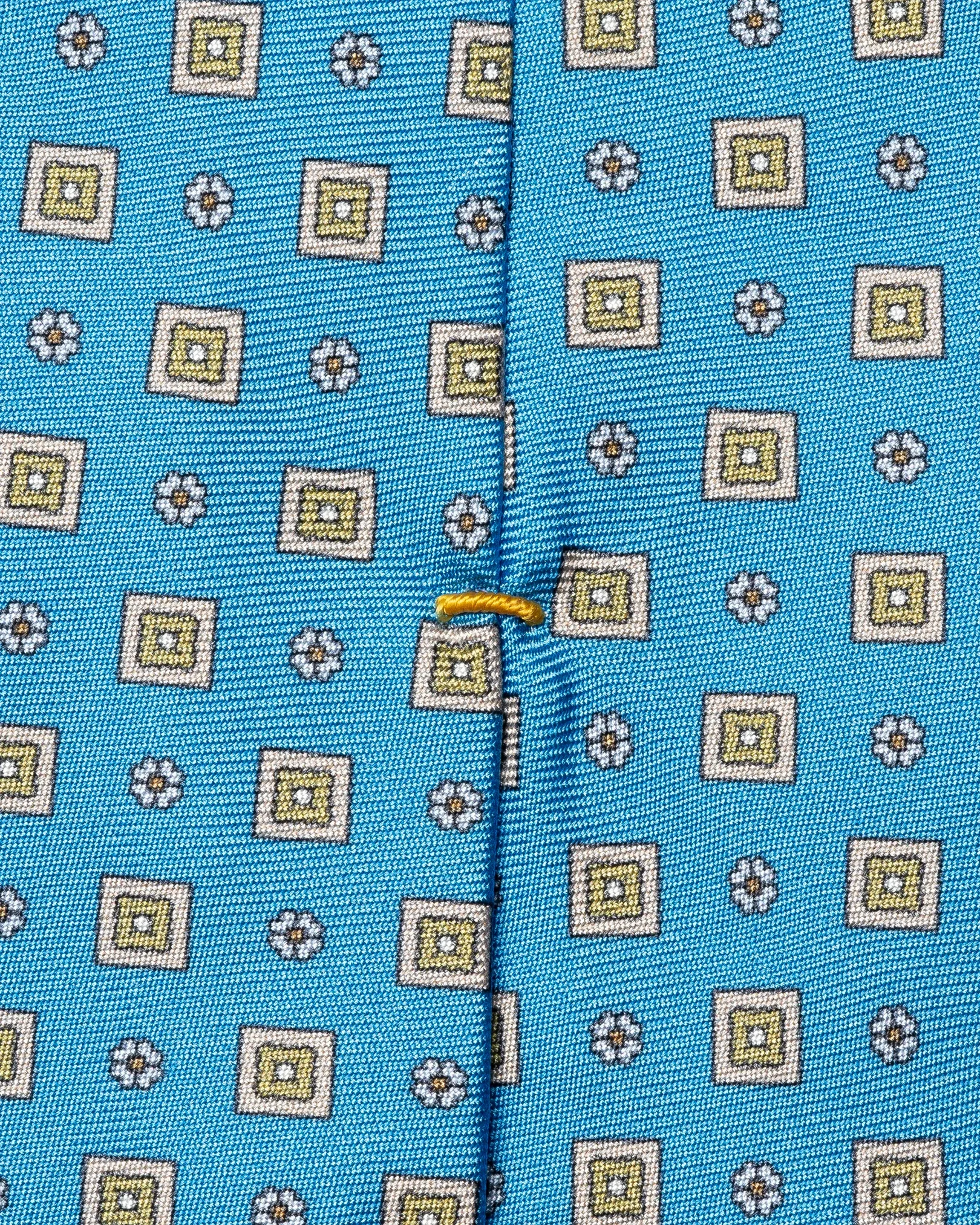 Eton - blue medallion floral printed silk tie