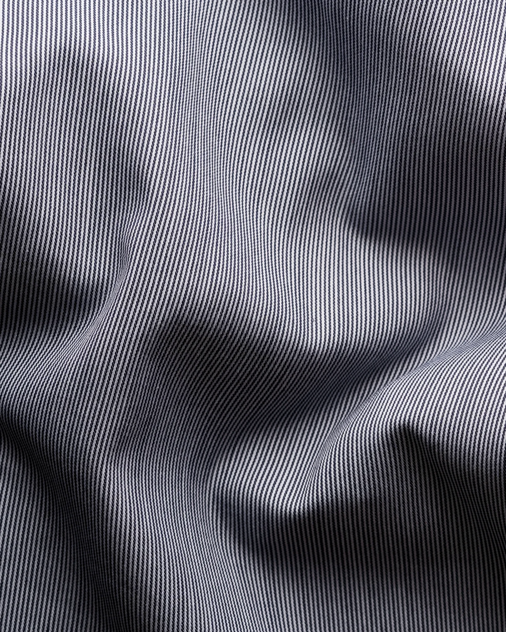 Eton - navy blue cotton and silk fine stripe shirt